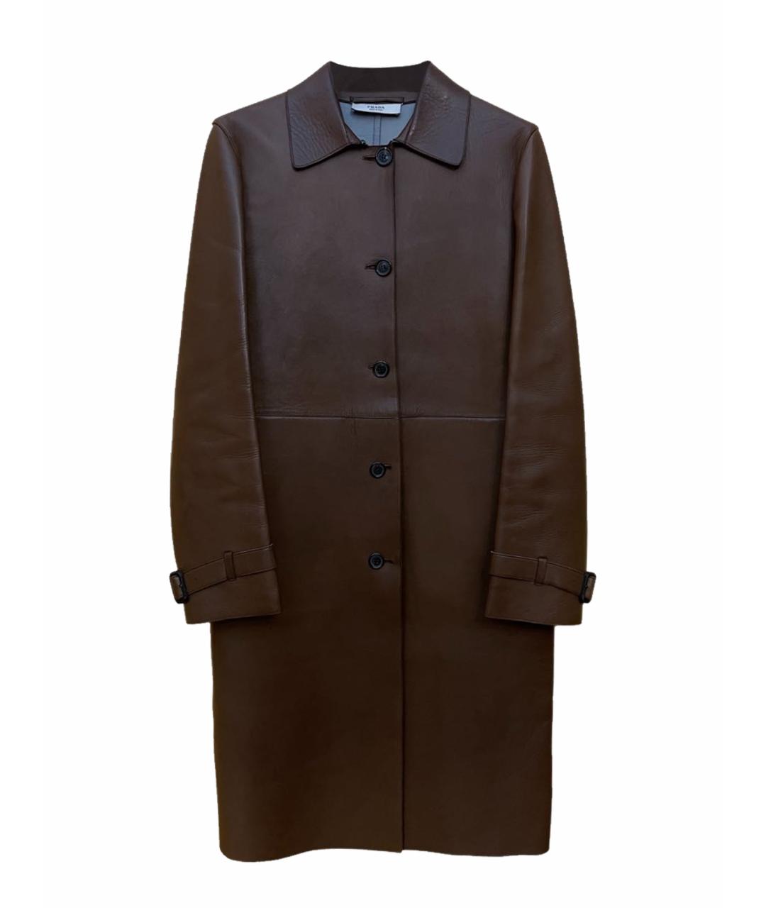 PRADA Коричневый кожаный тренч/плащ, фото 1