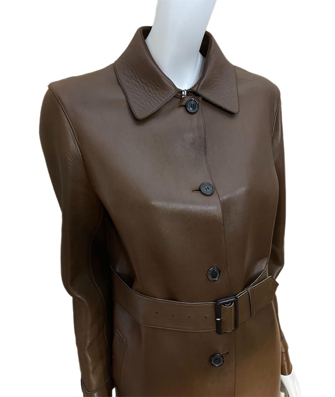 PRADA Коричневый кожаный тренч/плащ, фото 3