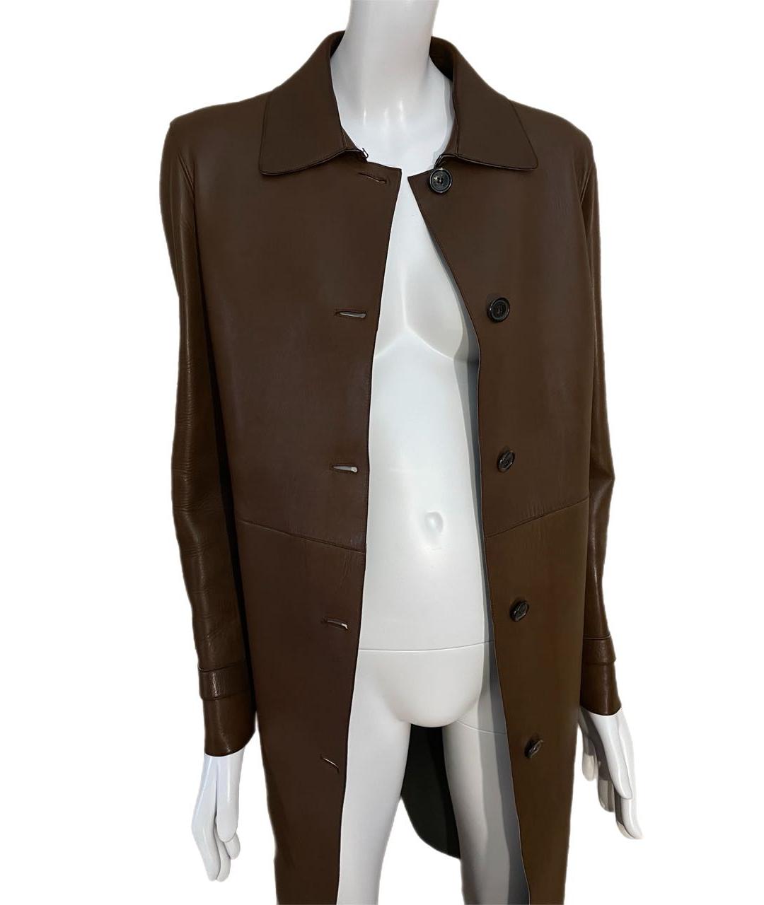 PRADA Коричневый кожаный тренч/плащ, фото 6