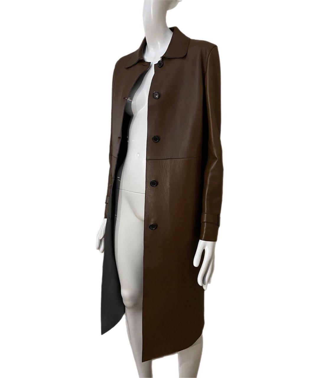 PRADA Коричневый кожаный тренч/плащ, фото 5