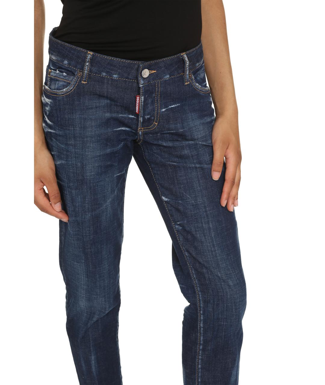DSQUARED2 Синие хлопковые прямые джинсы, фото 5