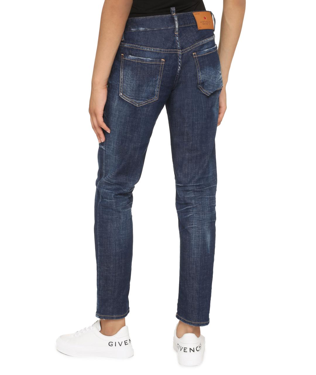 DSQUARED2 Синие хлопковые прямые джинсы, фото 4