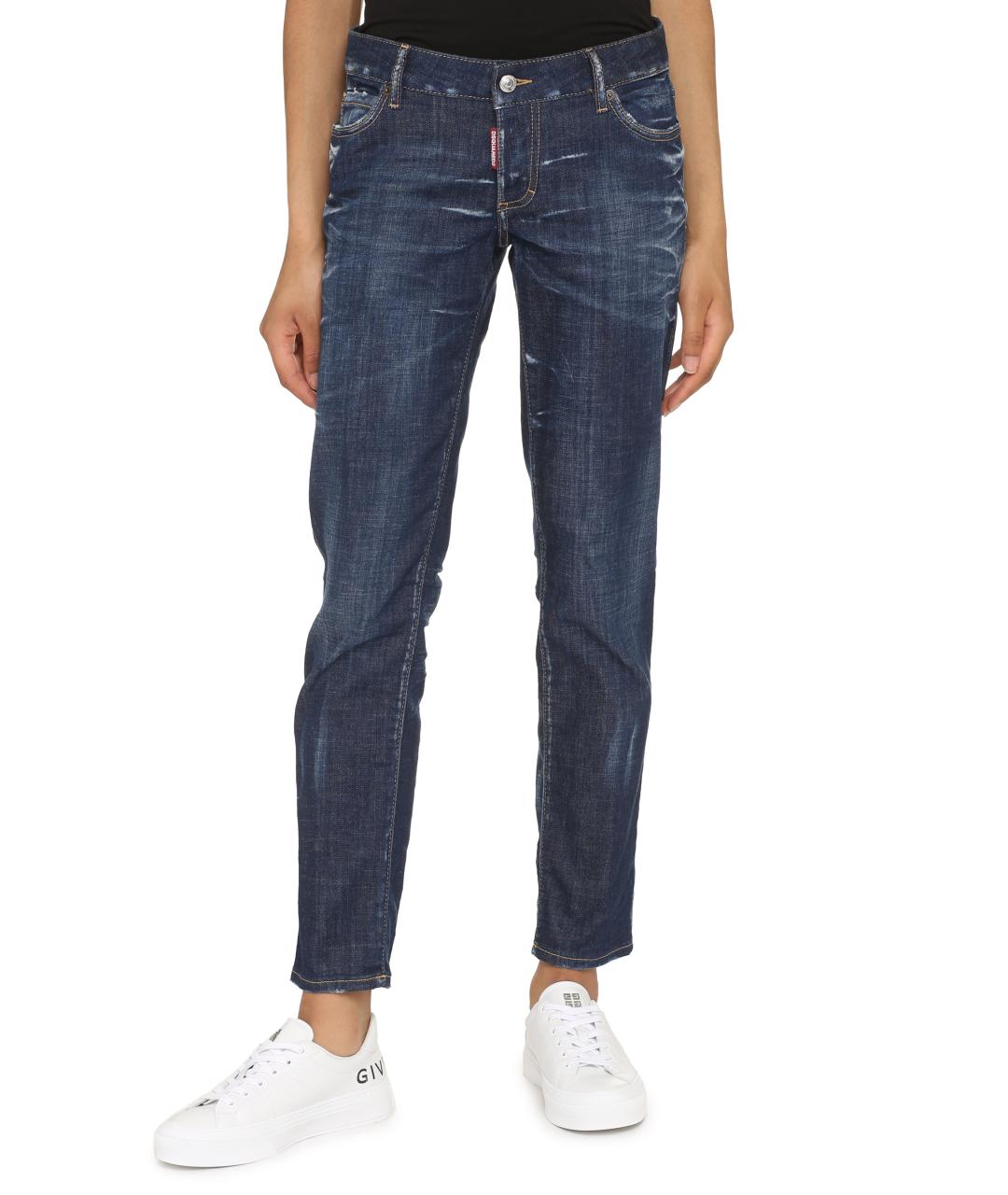 DSQUARED2 Синие хлопковые прямые джинсы, фото 3