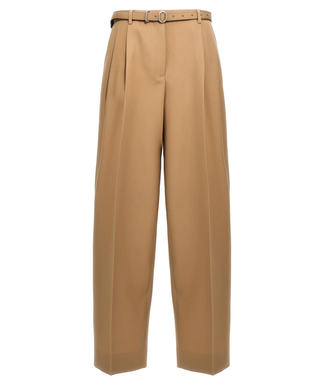 JIL SANDER Бежевые шерстяные брюки широкие, фото 1