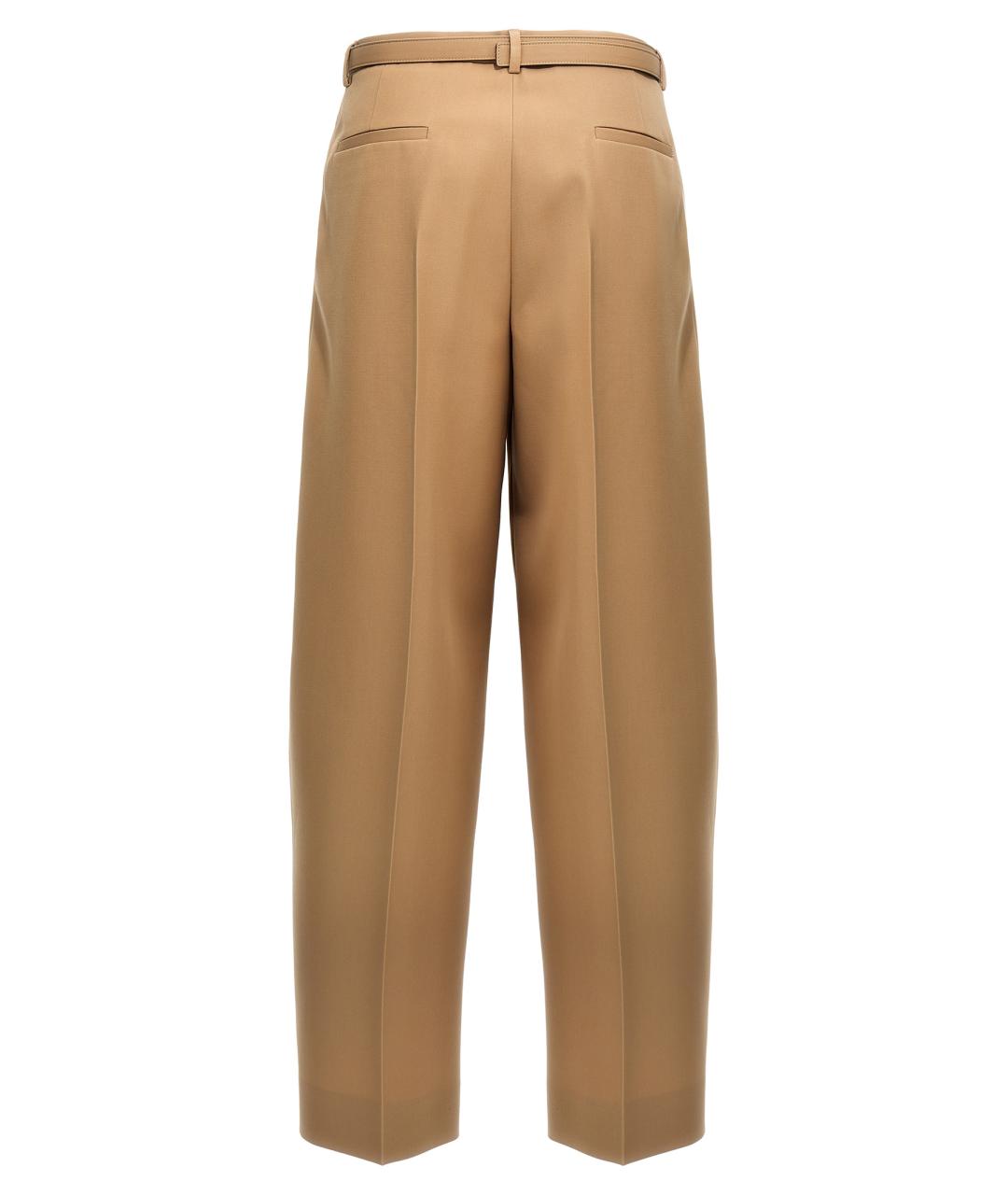 JIL SANDER Бежевые шерстяные брюки широкие, фото 2