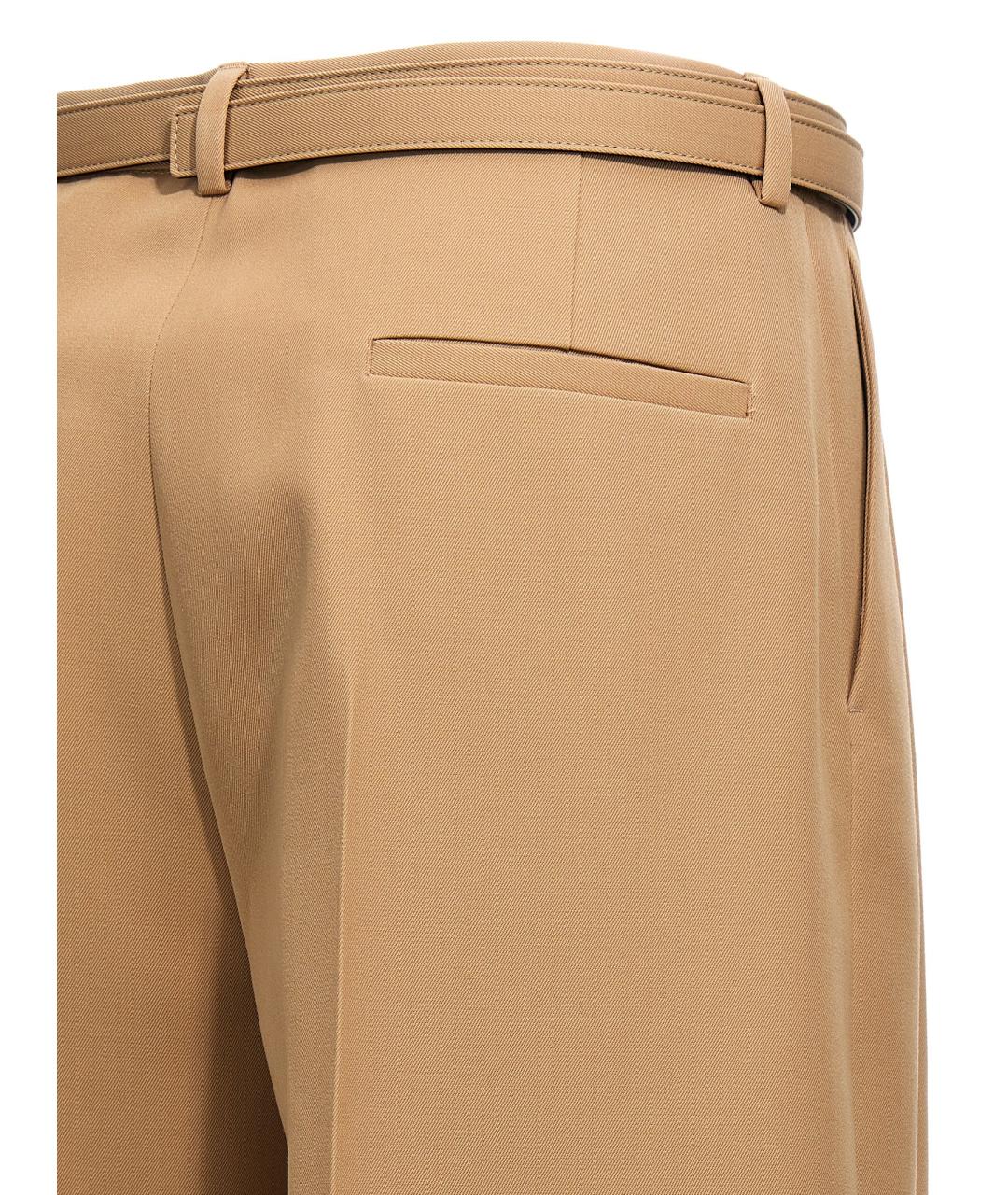 JIL SANDER Бежевые шерстяные брюки широкие, фото 4