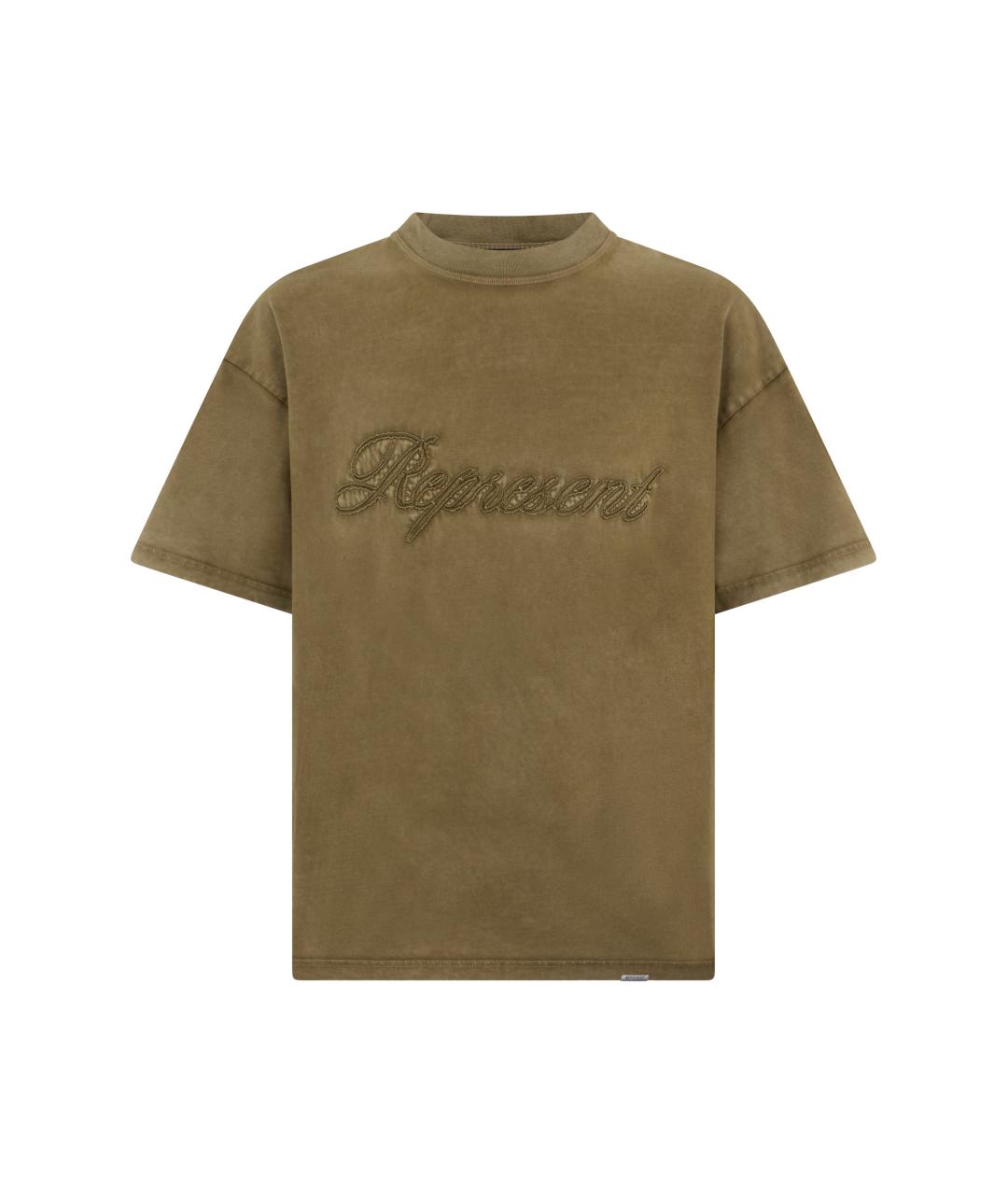 REPRESENT Хаки хлопковая футболка, фото 1