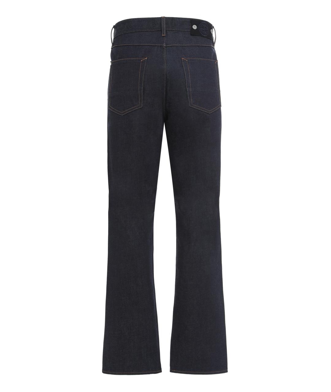 STONE ISLAND Синие хлопковые прямые джинсы, фото 2