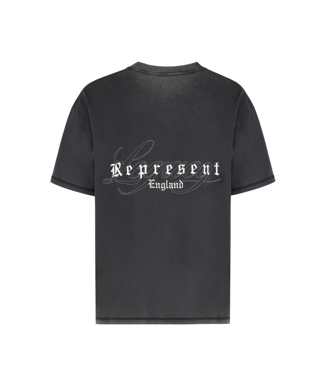 REPRESENT Черная хлопковая футболка, фото 2