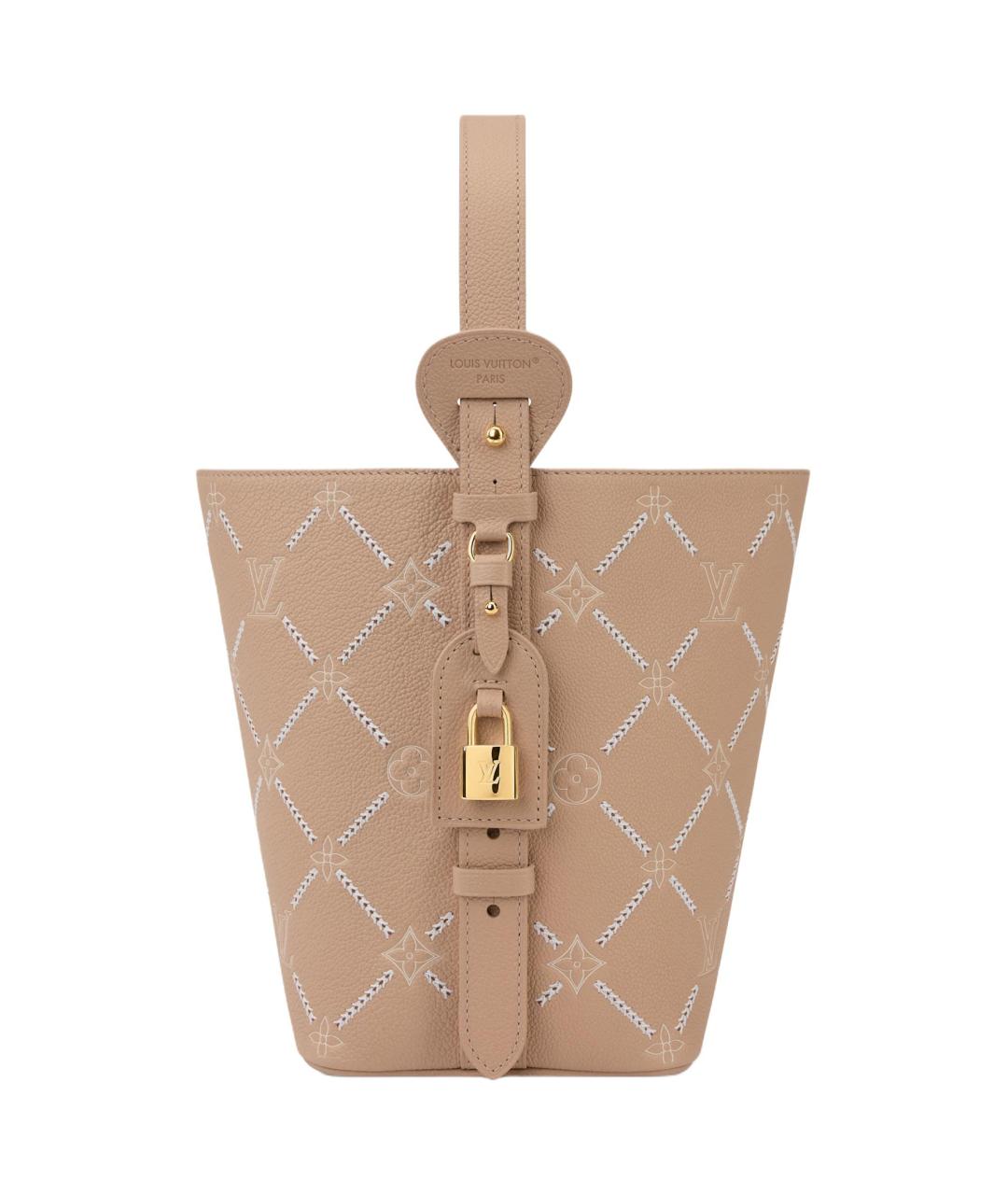 LOUIS VUITTON Бежевая кожаная сумка тоут, фото 3