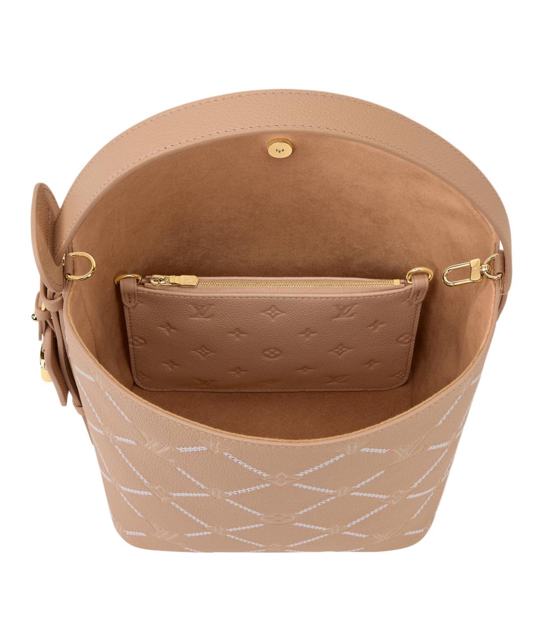 LOUIS VUITTON Бежевая кожаная сумка тоут, фото 5