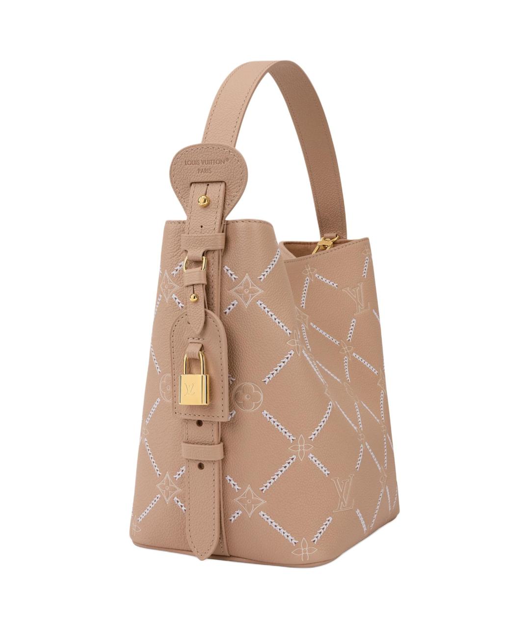 LOUIS VUITTON Бежевая кожаная сумка тоут, фото 2