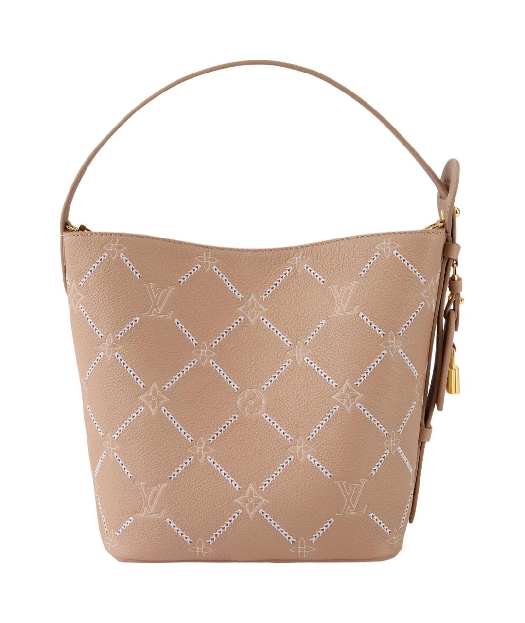 LOUIS VUITTON Бежевая кожаная сумка тоут, фото 4