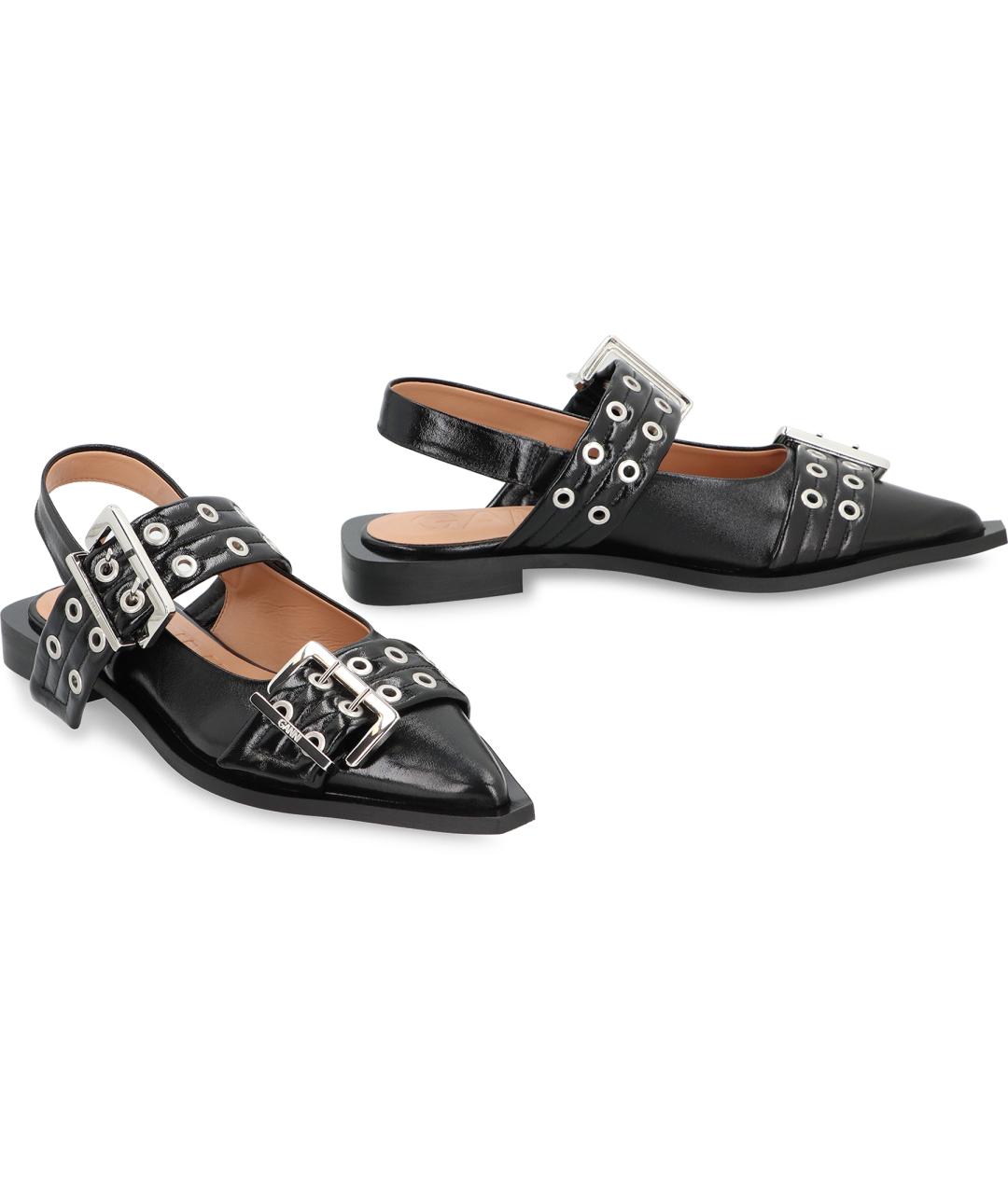 GANNI Черные балетки из искусственной кожи, фото 3