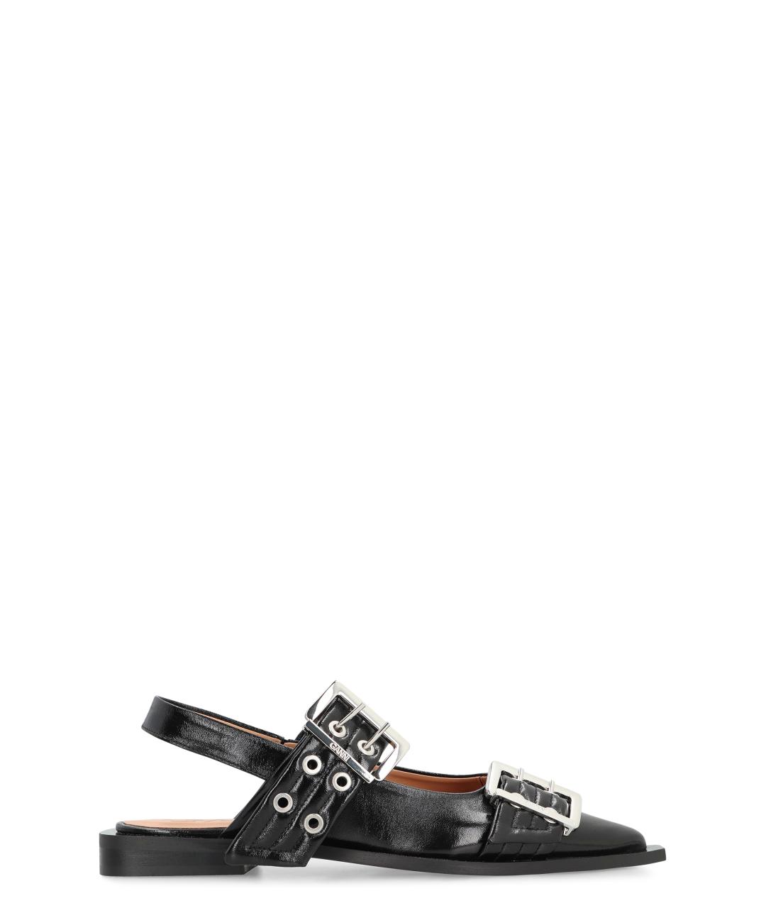 GANNI Черные балетки из искусственной кожи, фото 1