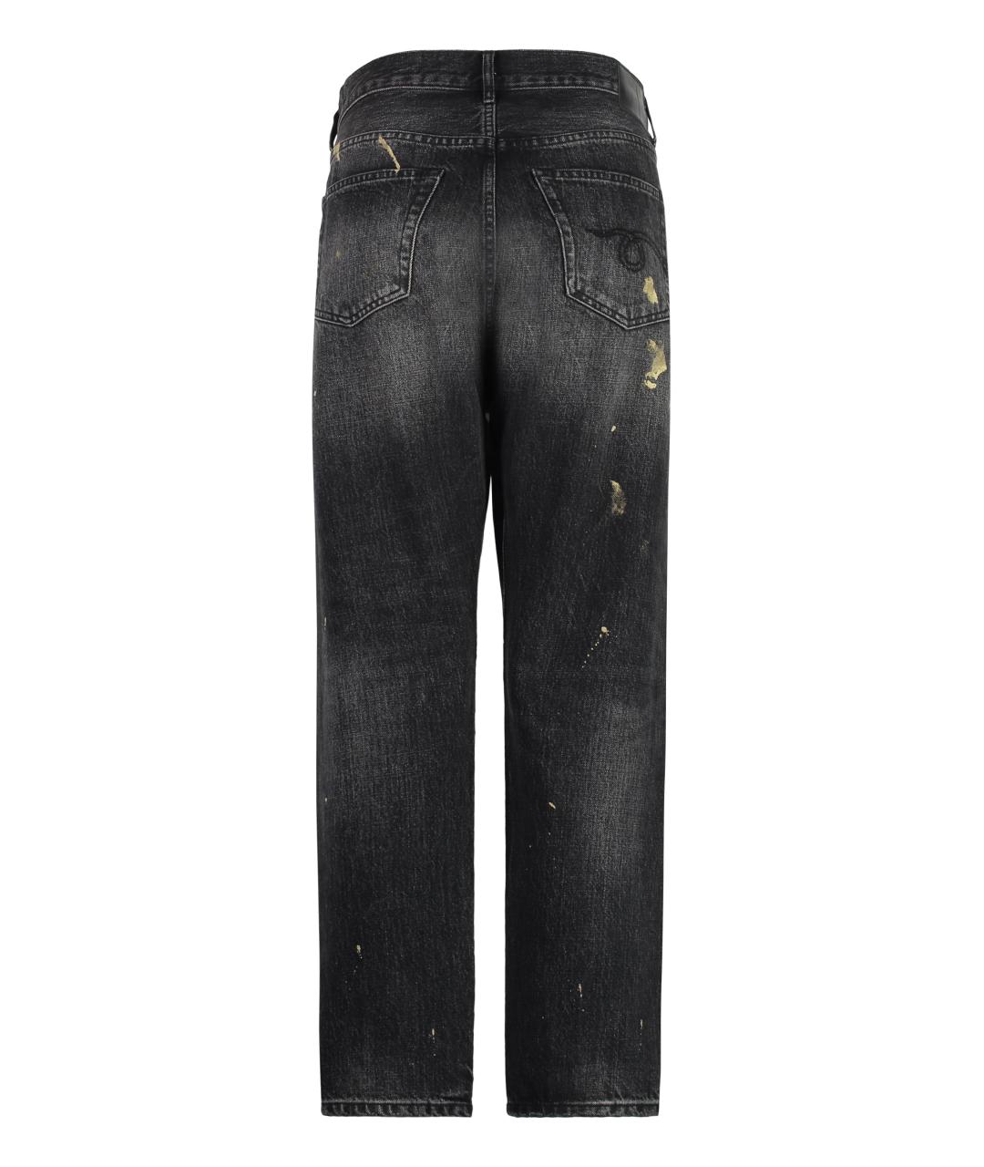 R13 Черные хлопковые прямые джинсы, фото 2