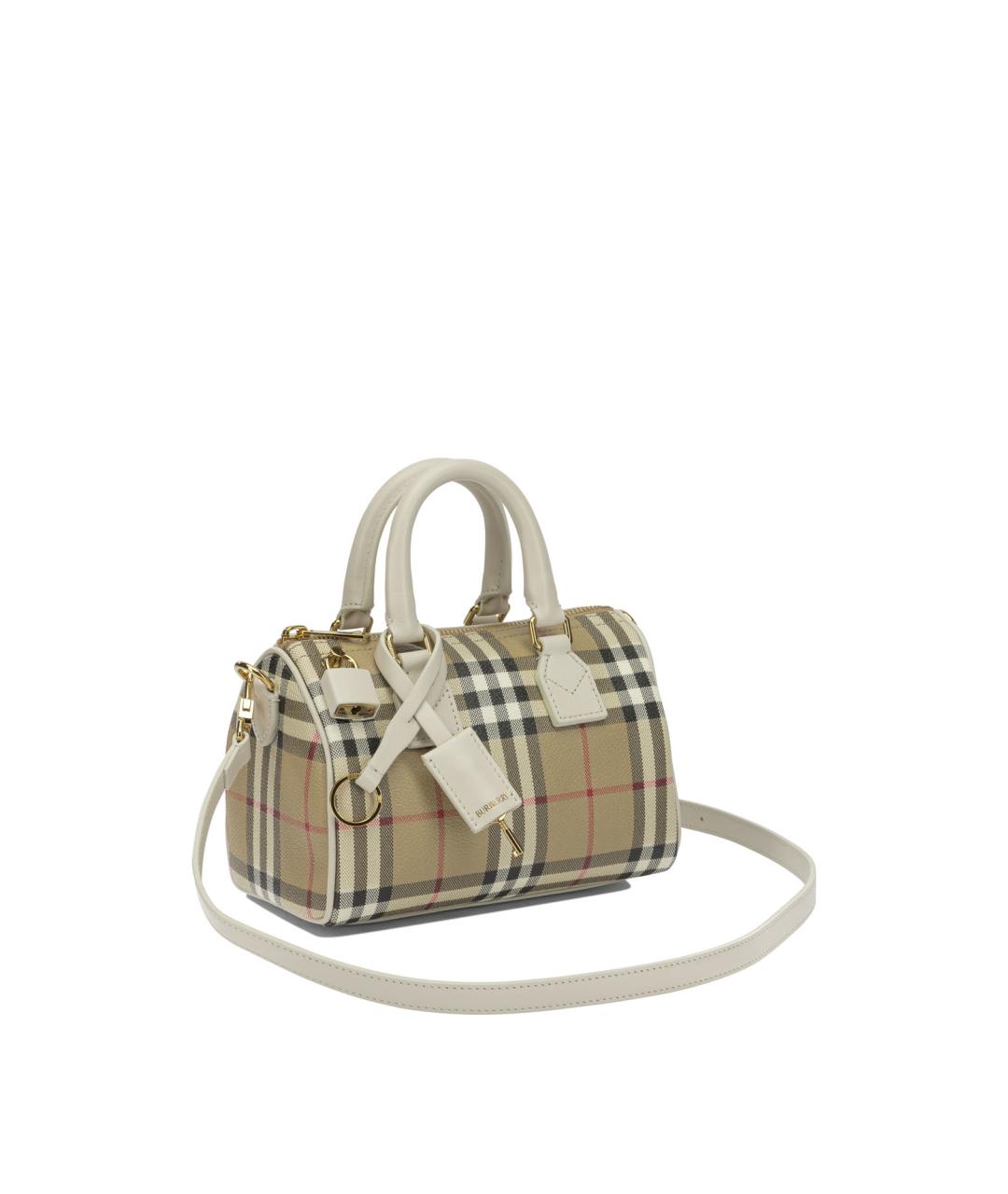 BURBERRY Бежевая хлопковая сумка с короткими ручками, фото 2