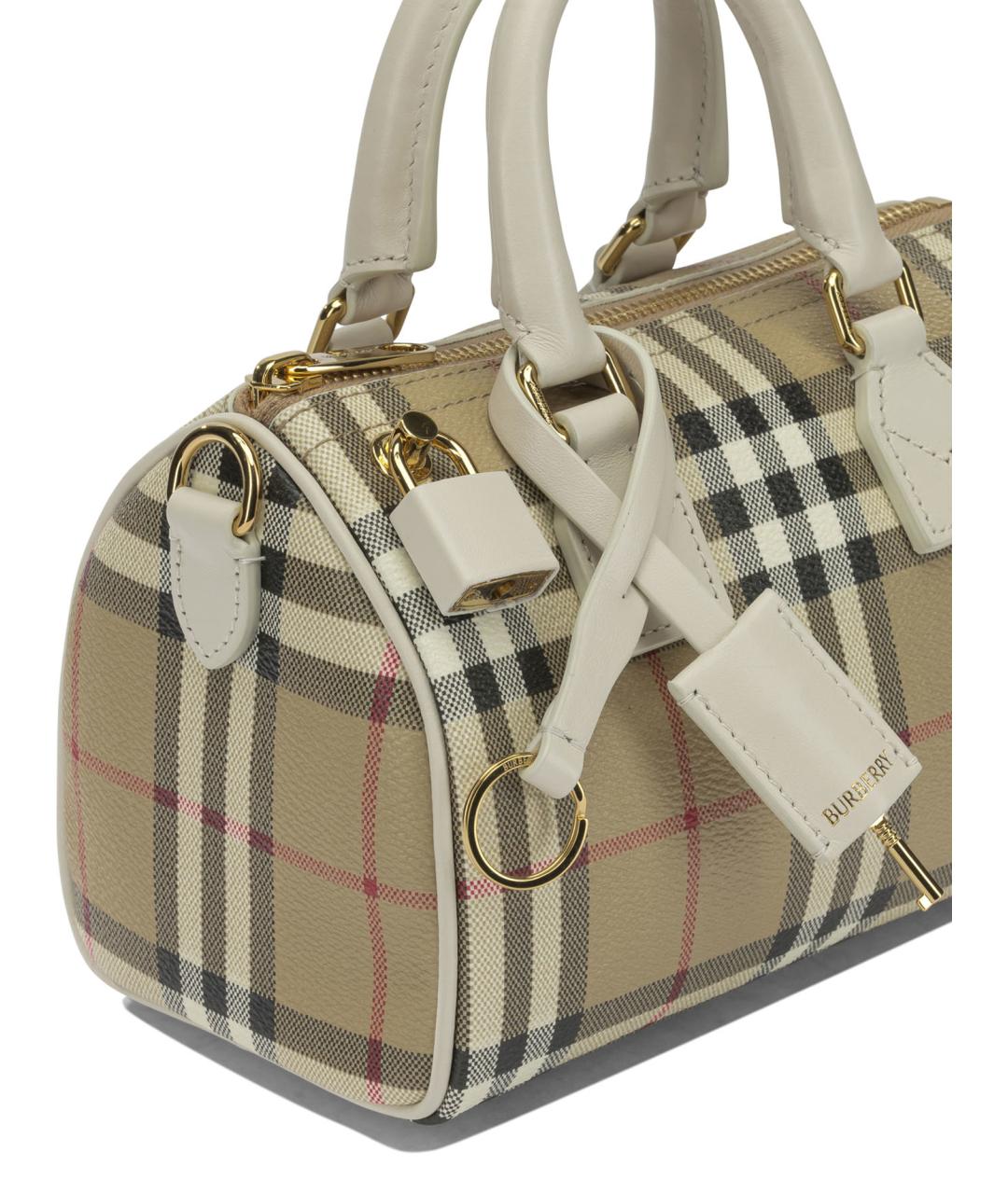 BURBERRY Бежевая хлопковая сумка с короткими ручками, фото 4