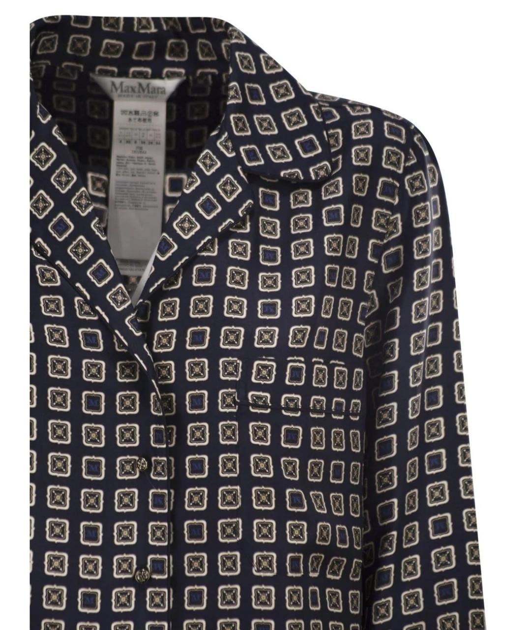 MAX MARA Синяя шелковая кэжуал рубашка, фото 3