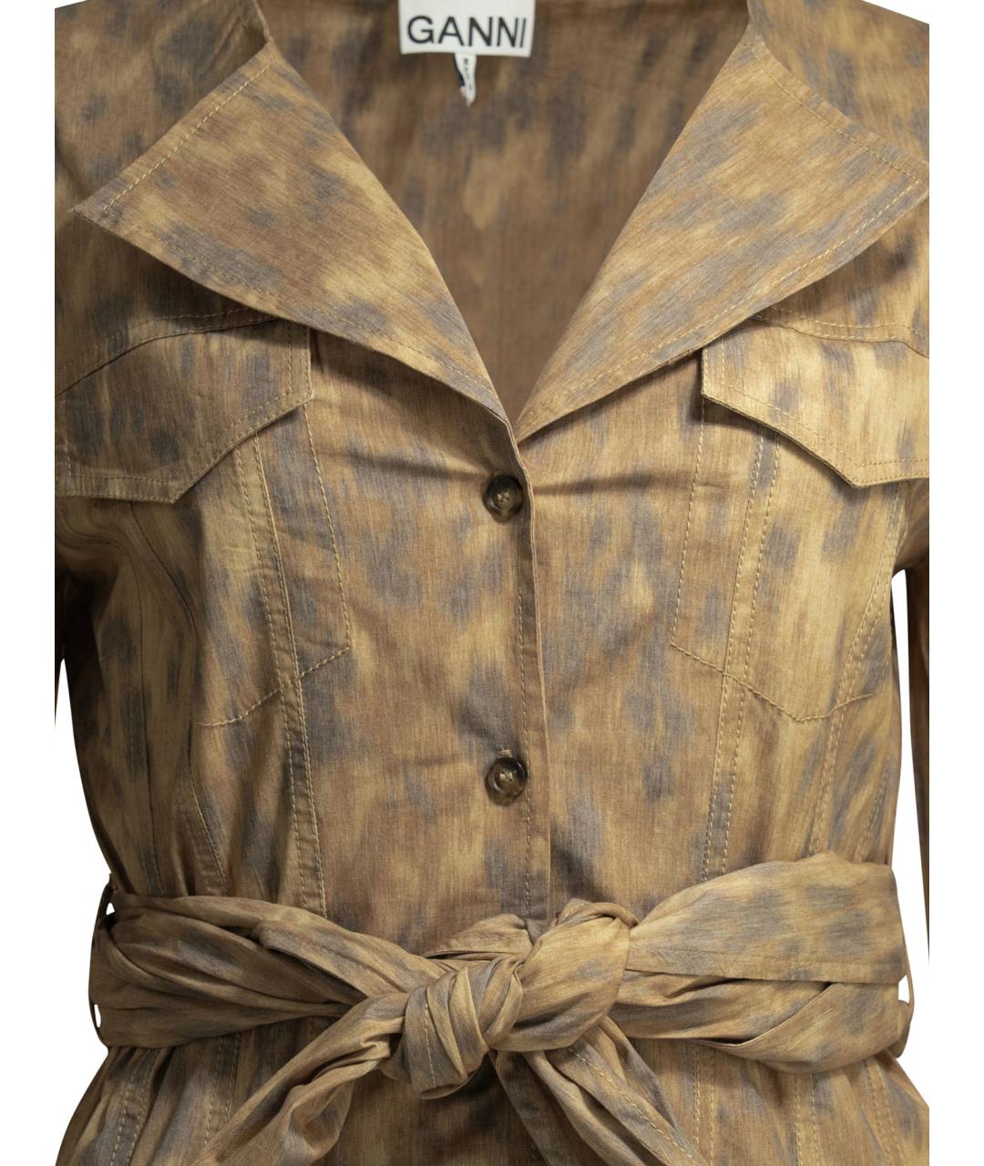 GANNI Бежевое хлопковое повседневное платье, фото 3