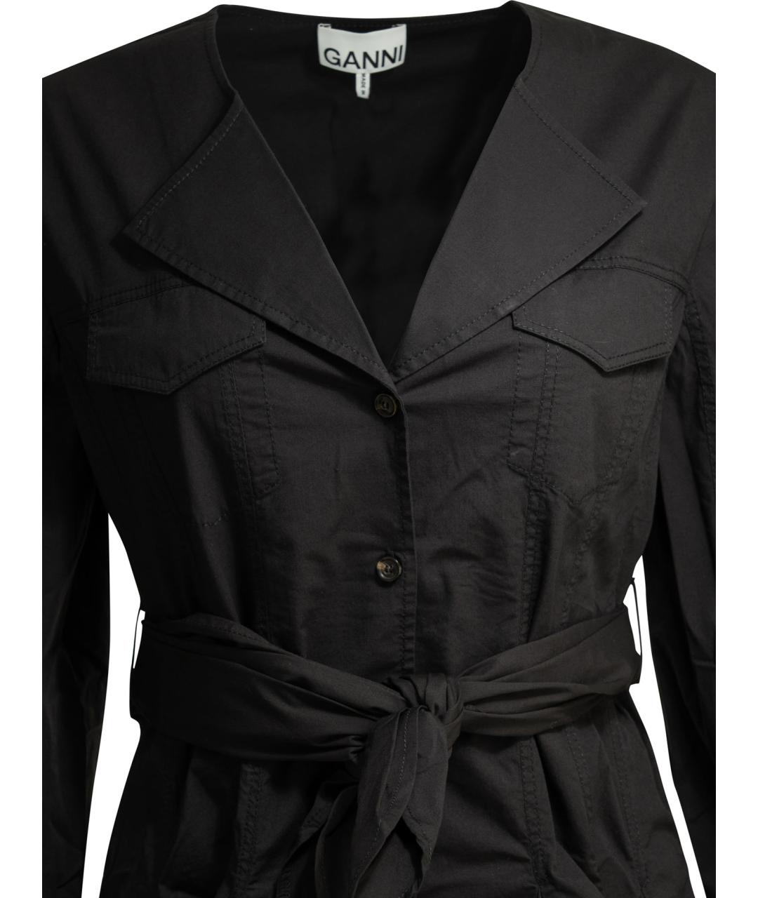 GANNI Черное хлопковое повседневное платье, фото 4