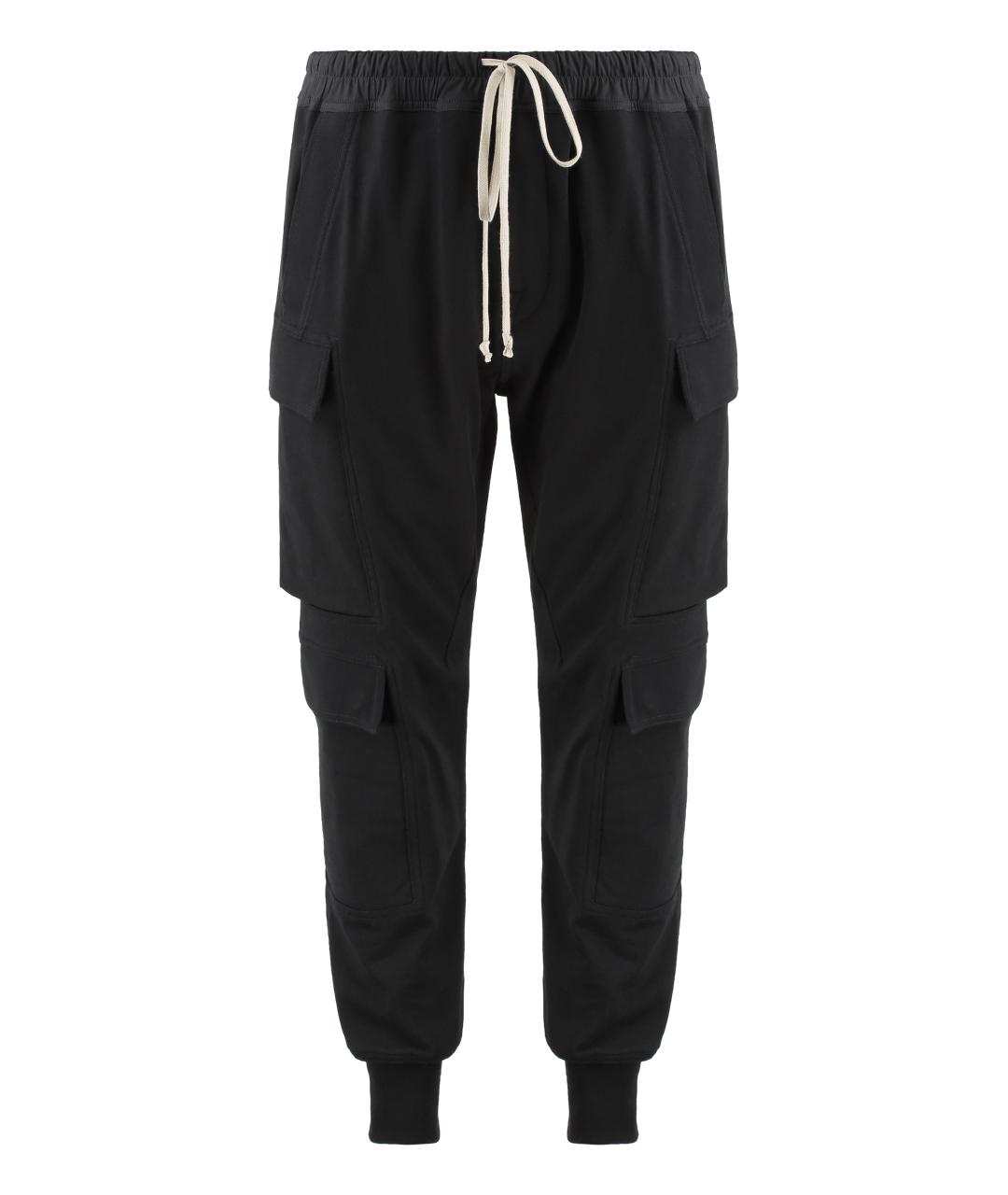 RICK OWENS Черные хлопковые повседневные брюки, фото 1