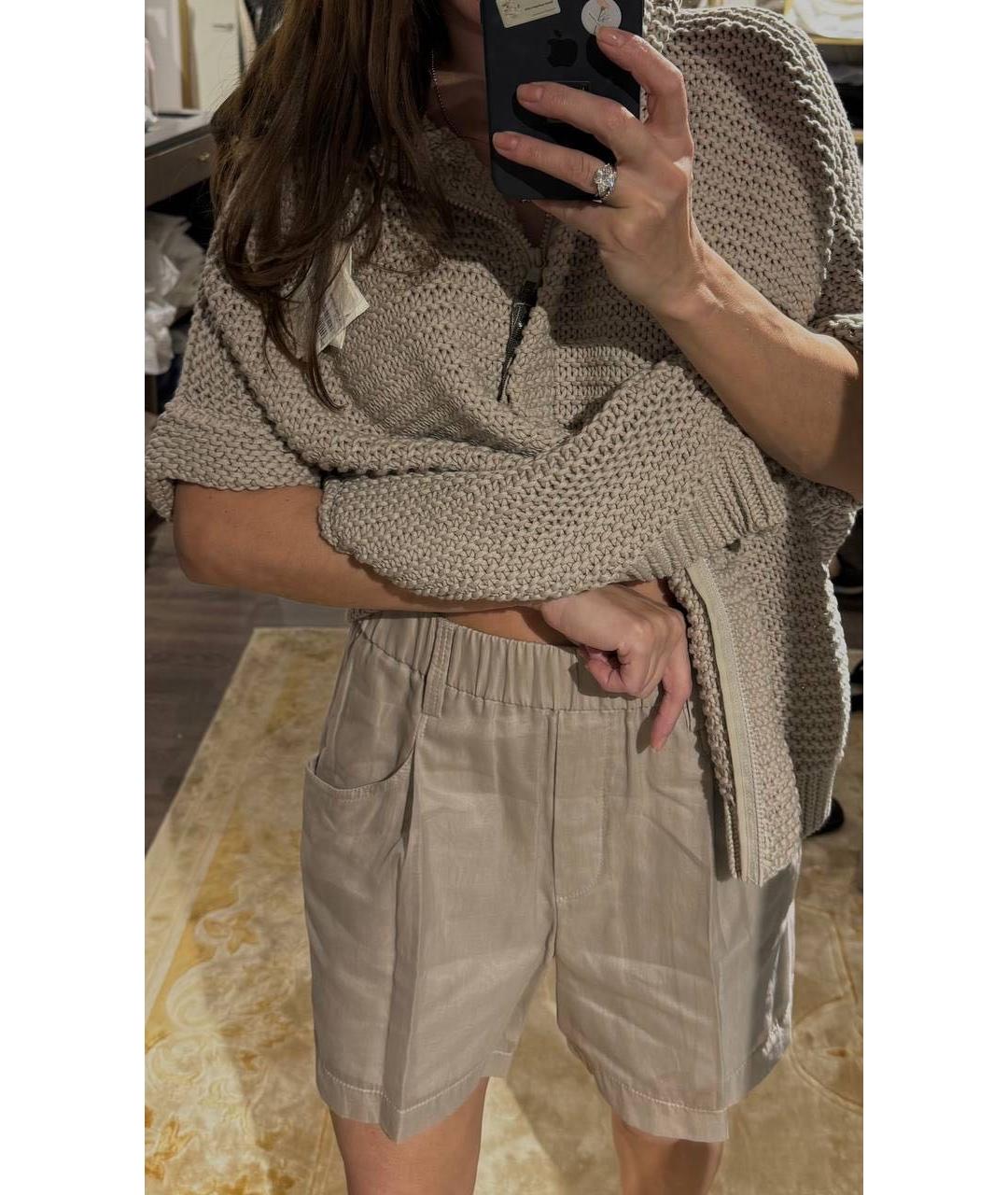 BRUNELLO CUCINELLI Бежевые хлопковые шорты, фото 3