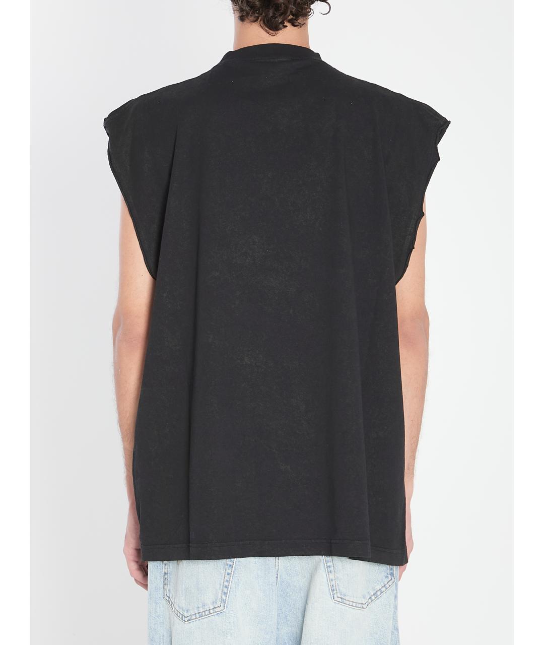 BALENCIAGA Черная хлопковая футболка, фото 4