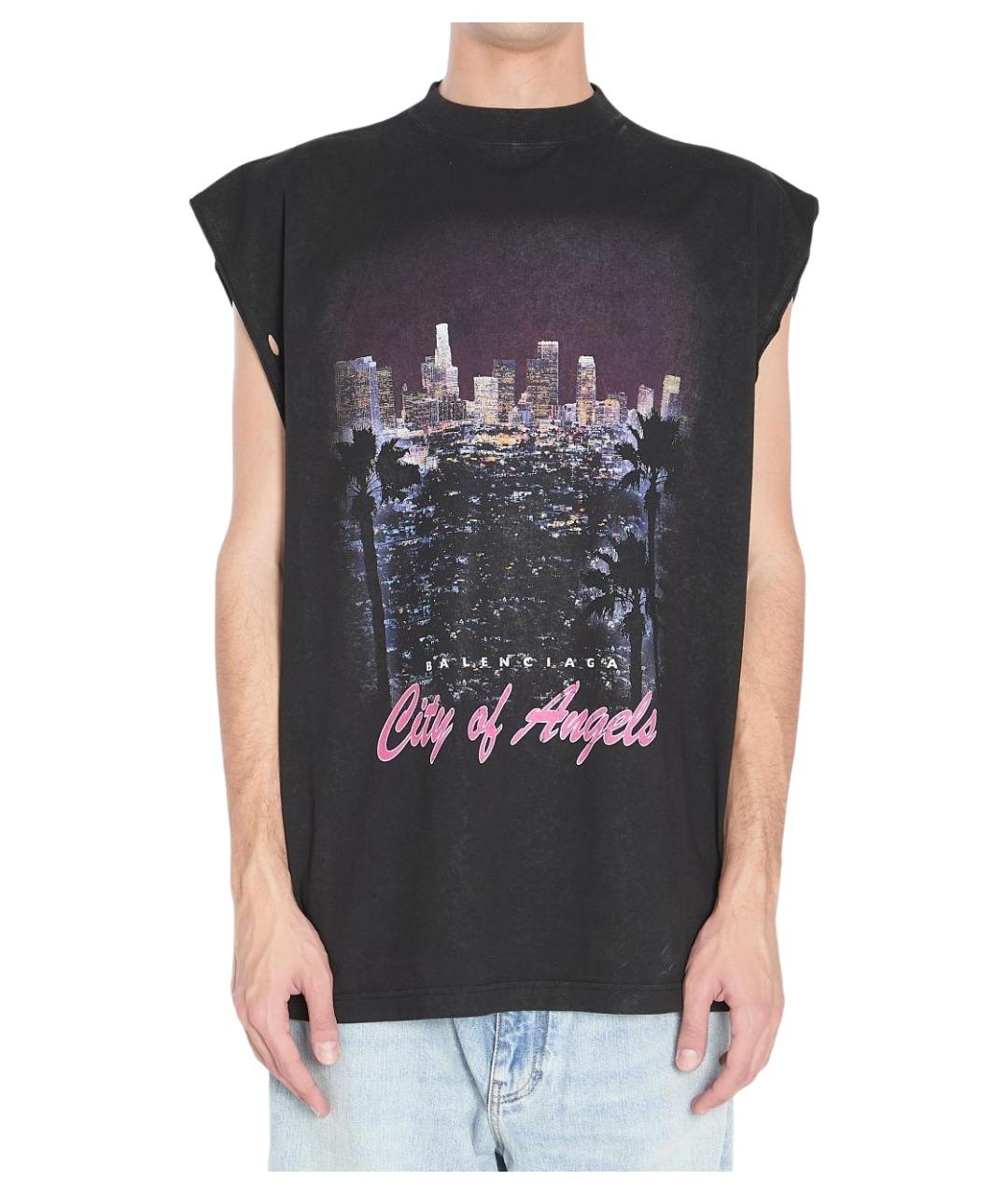 BALENCIAGA Черная хлопковая футболка, фото 1