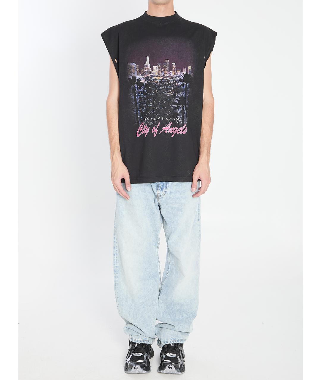 BALENCIAGA Черная хлопковая футболка, фото 5