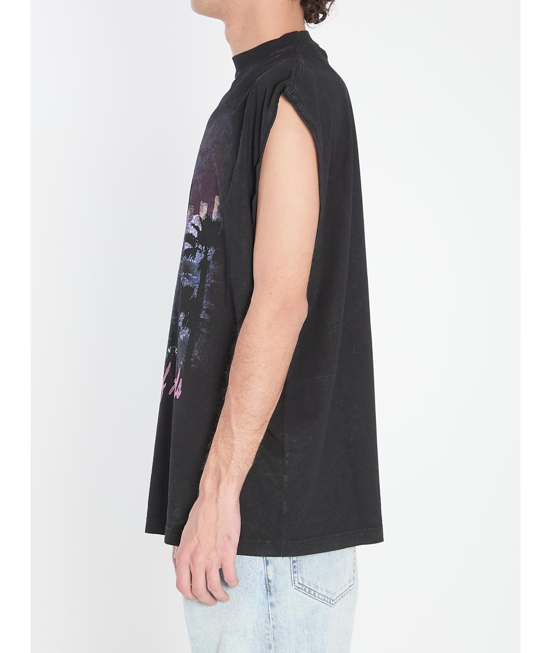 BALENCIAGA Черная хлопковая футболка, фото 3