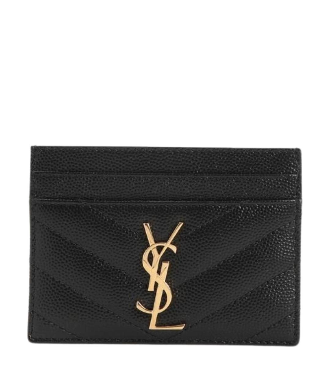 SAINT LAURENT Черный кожаный кардхолдер, фото 1