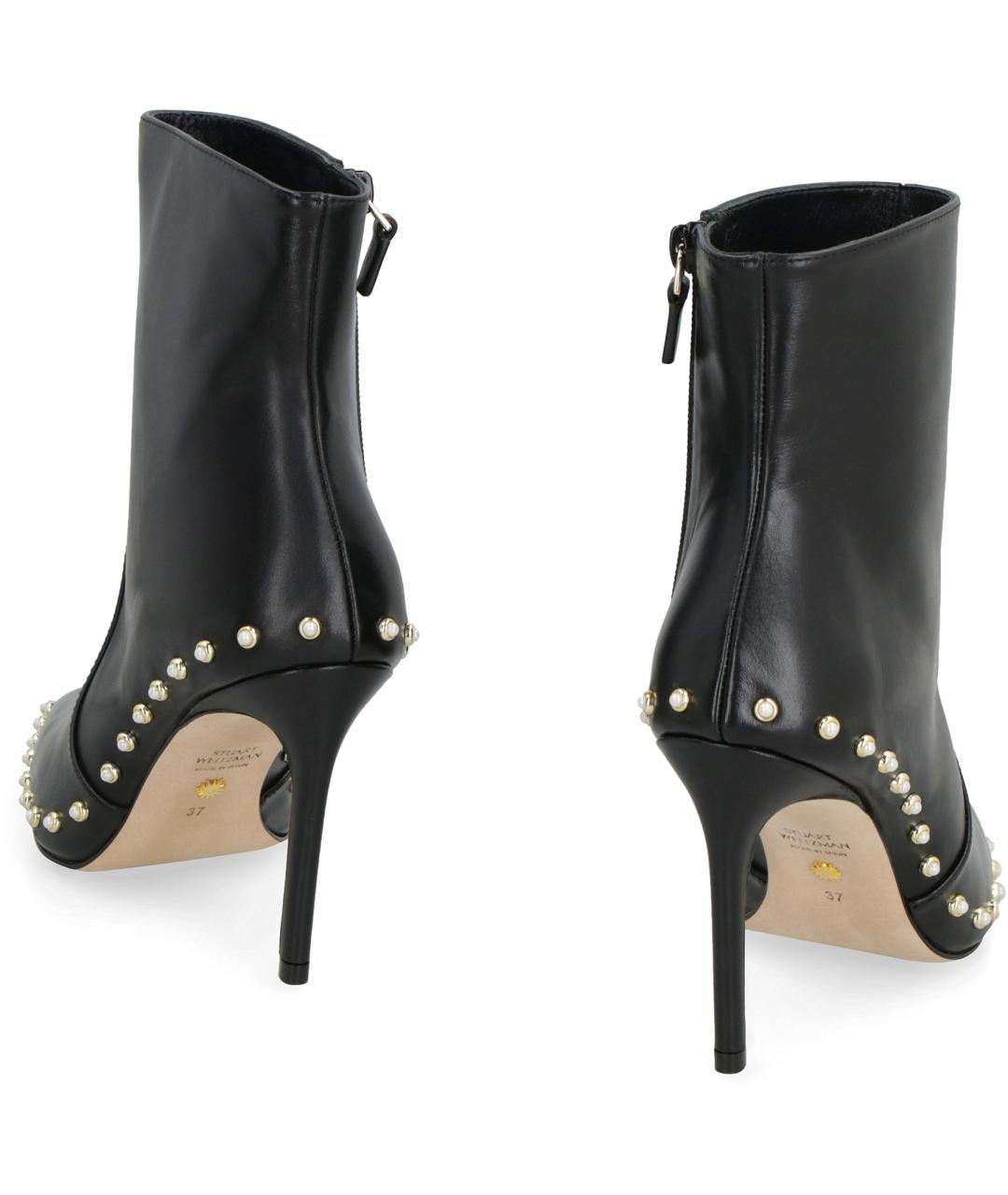 STUART WEITZMAN Черные кожаные ботильоны, фото 4