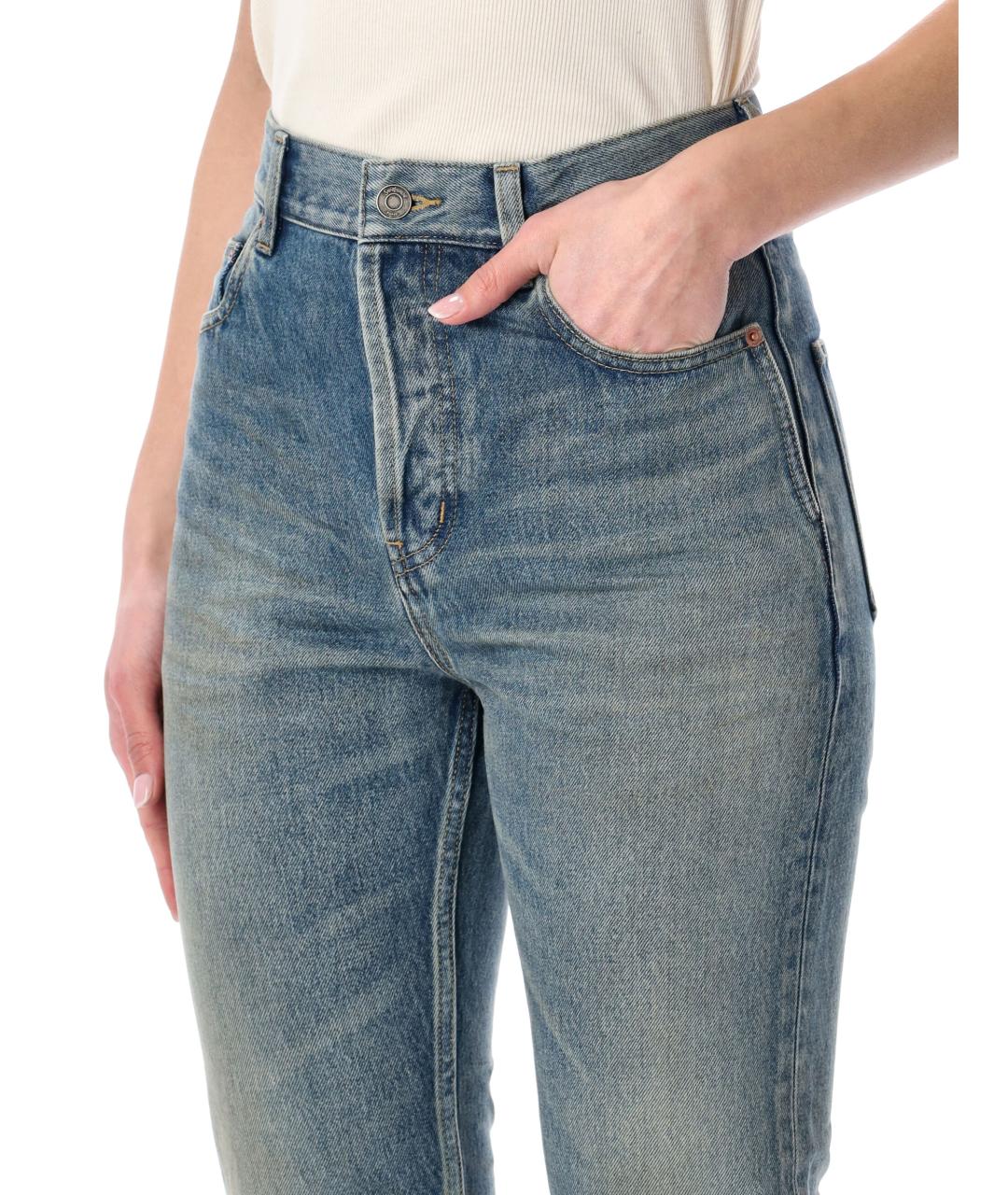 SAINT LAURENT Синие хлопковые прямые джинсы, фото 3