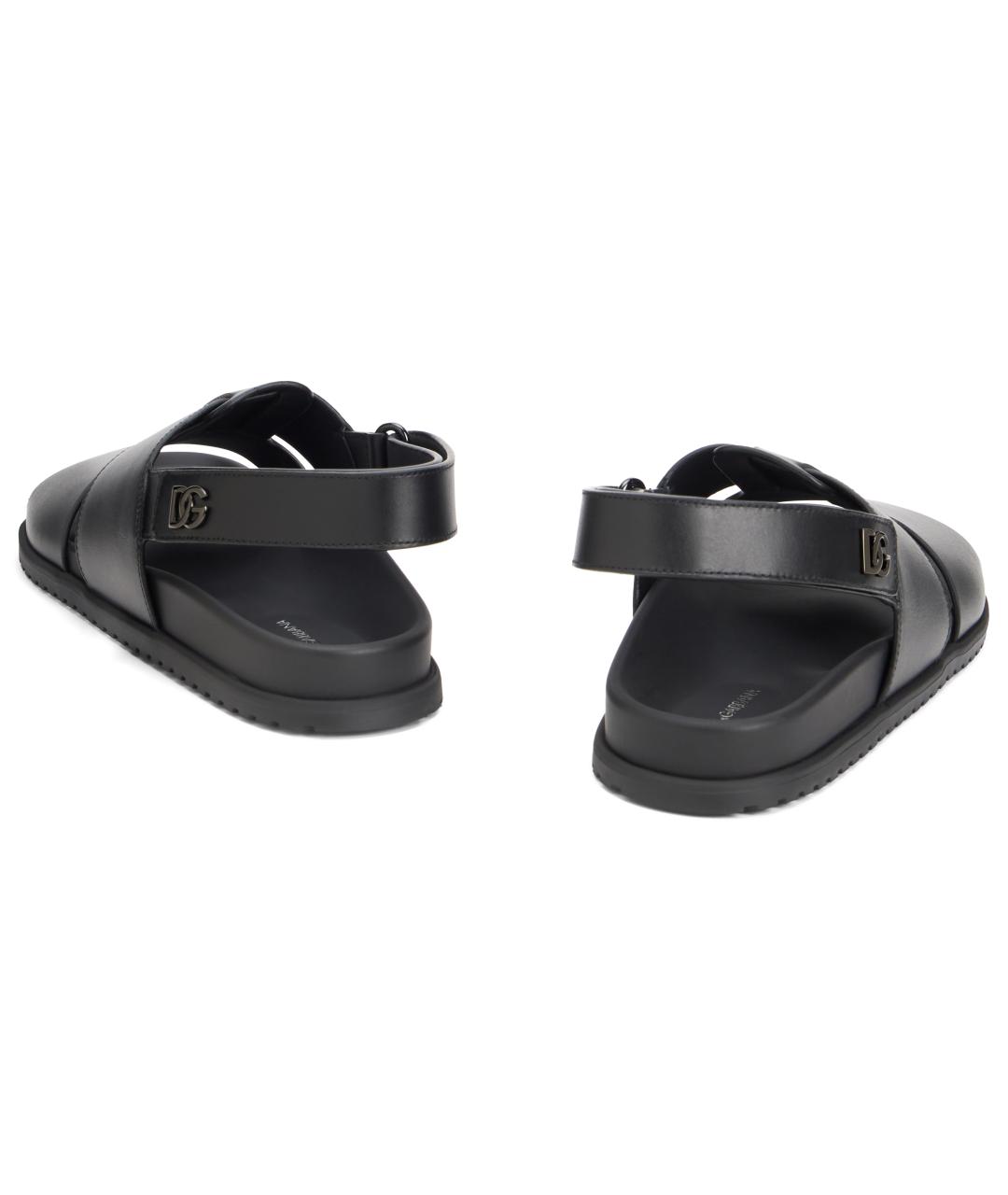 DOLCE&GABBANA Черные кожаные сандалии, фото 4