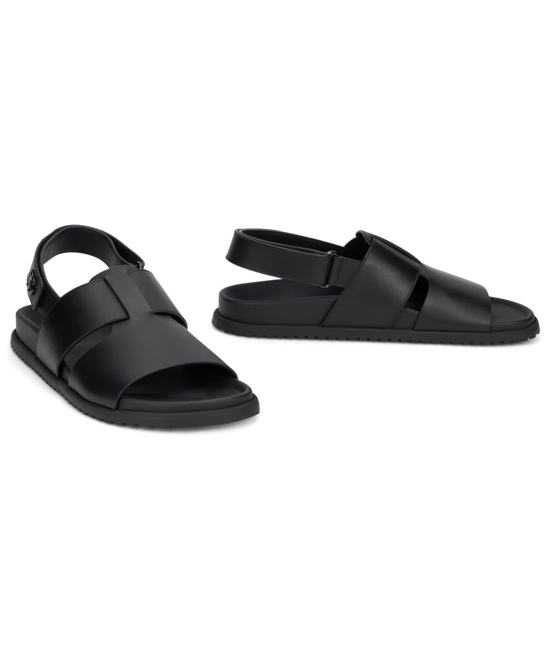 DOLCE&GABBANA Черные кожаные сандалии, фото 3