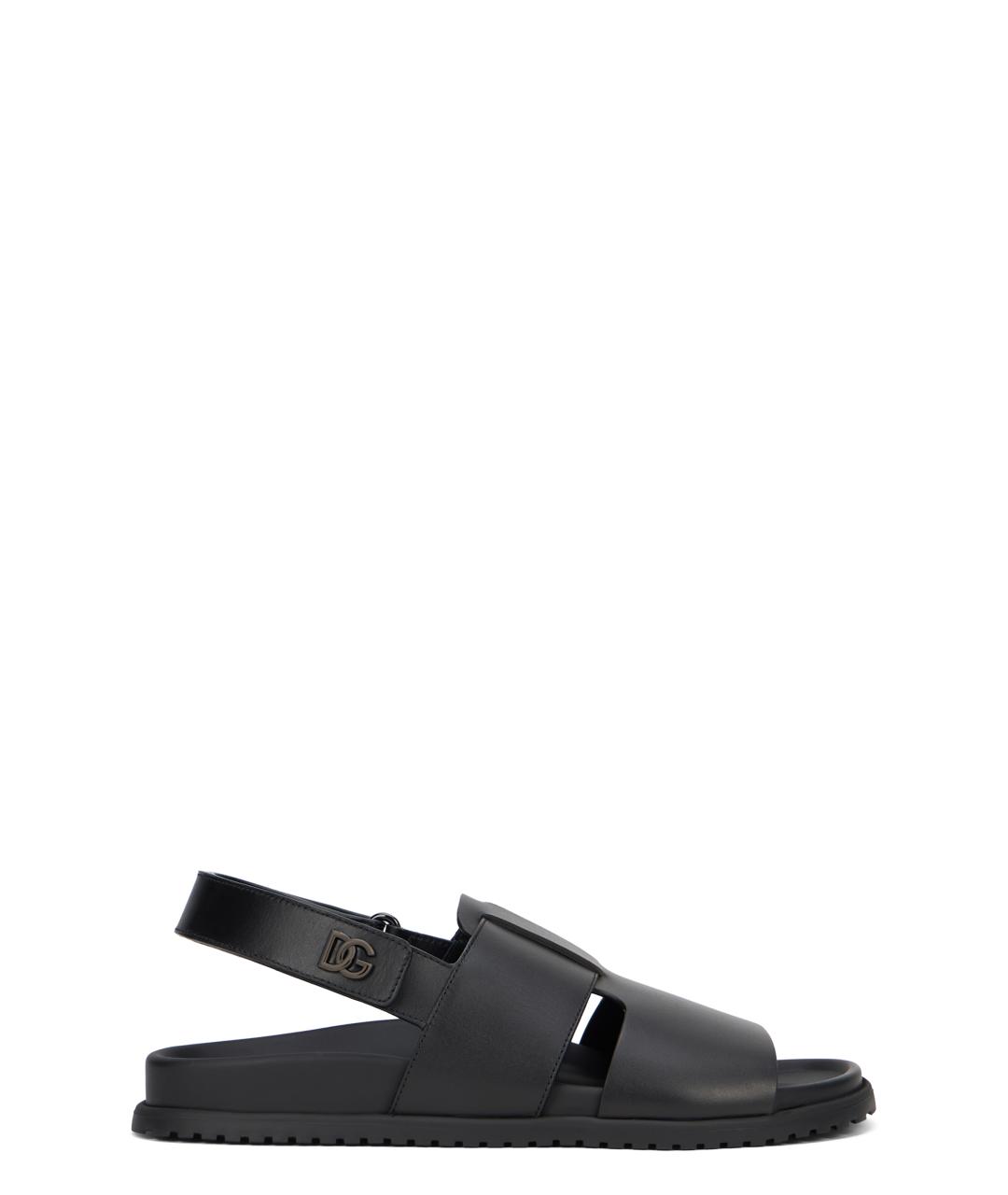 DOLCE&GABBANA Черные кожаные сандалии, фото 1