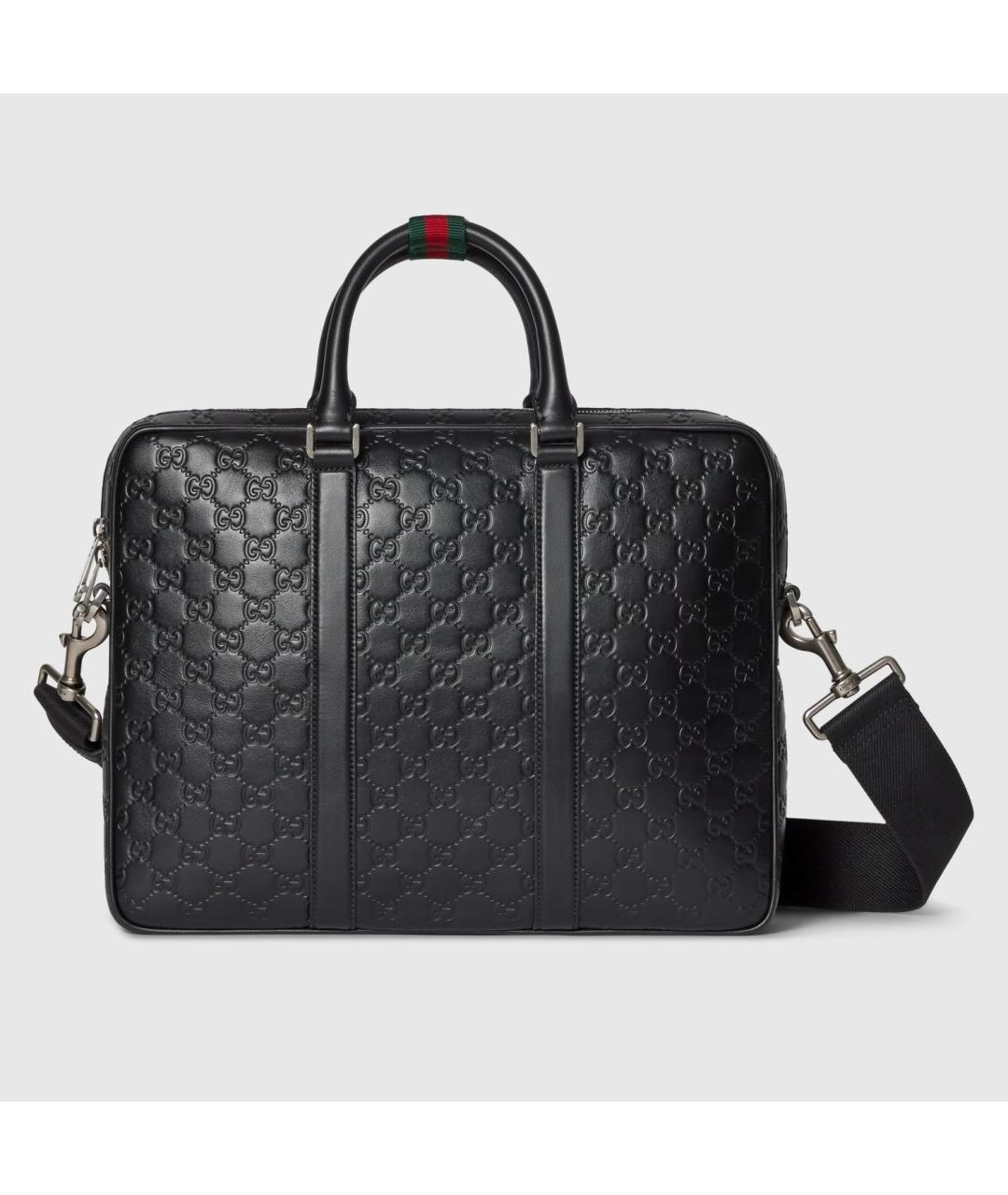 GUCCI Черный кожаный портфель, фото 6