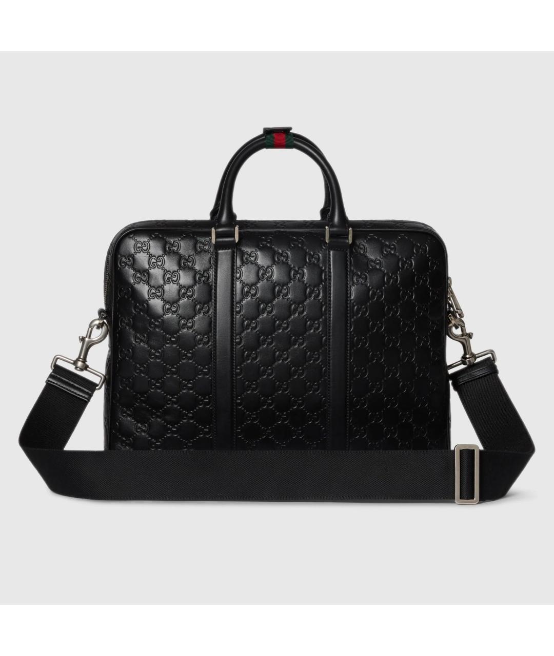 GUCCI Черный кожаный портфель, фото 3