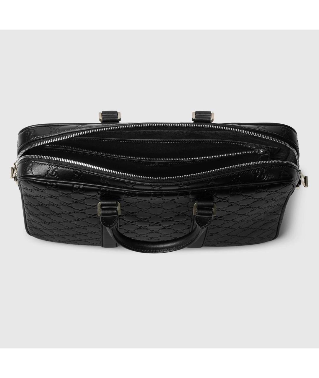 GUCCI Черный кожаный портфель, фото 4