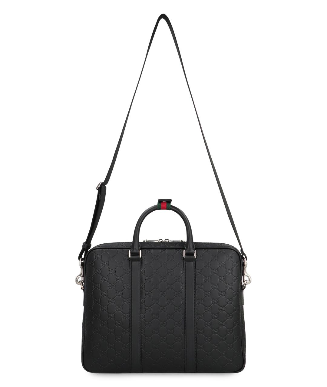 GUCCI Черный кожаный портфель, фото 5