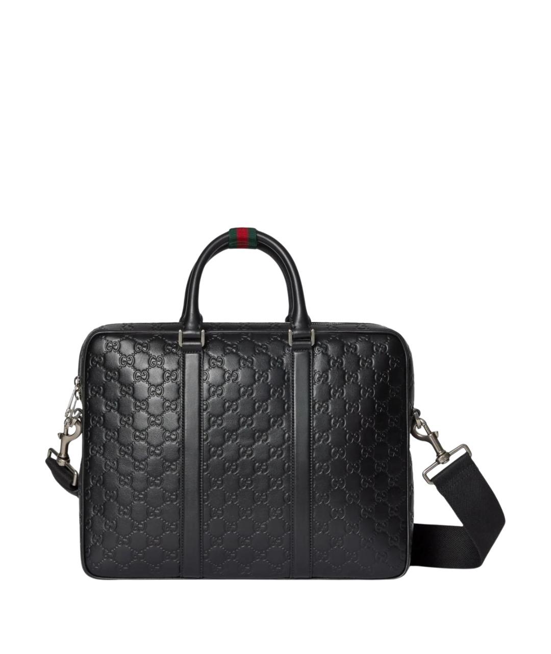GUCCI Черный кожаный портфель, фото 1