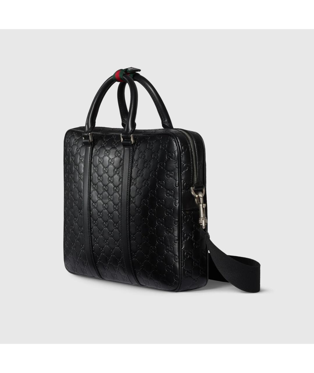 GUCCI Черный кожаный портфель, фото 2