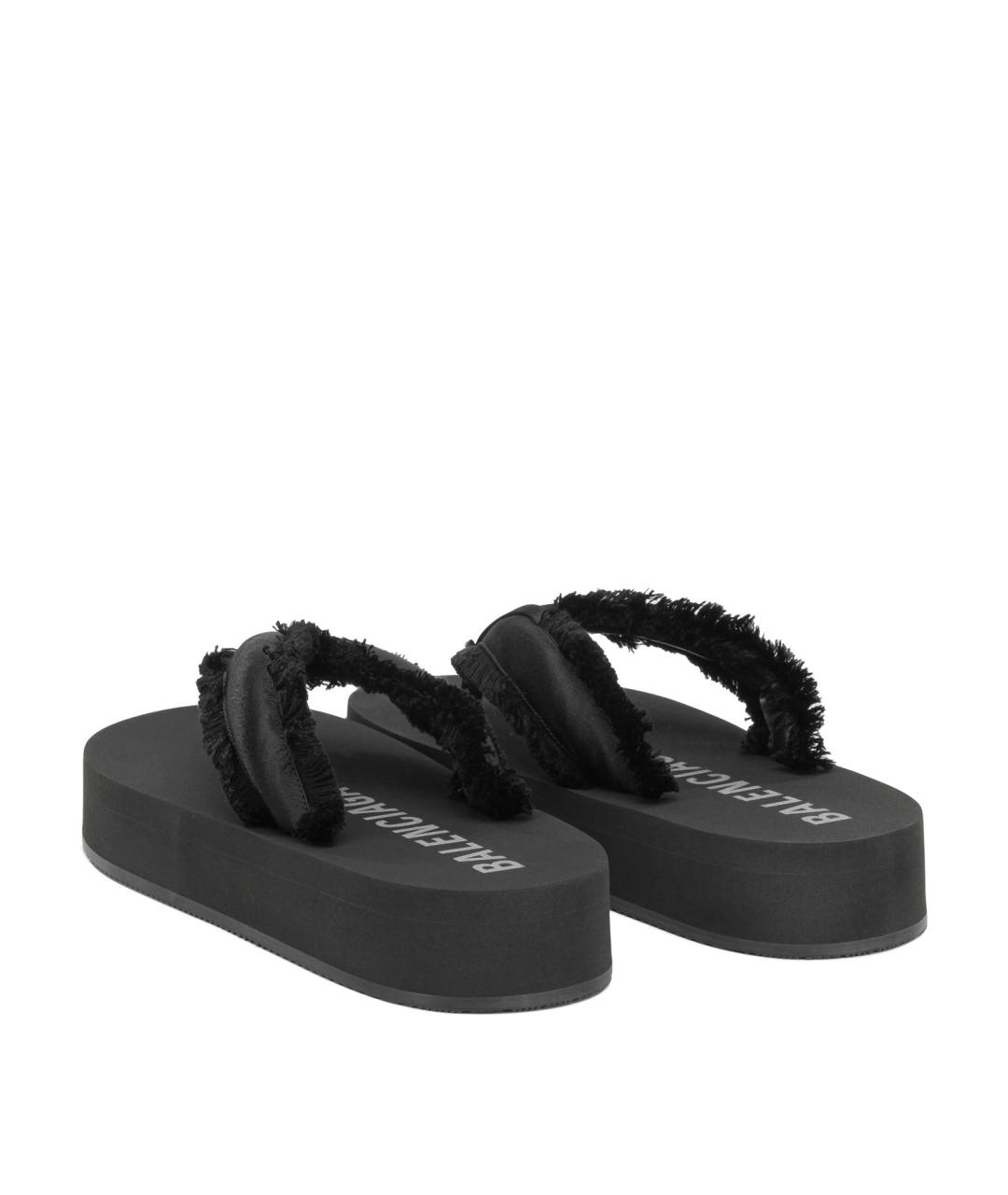 BALENCIAGA Черные синтетические шлепанцы, фото 4