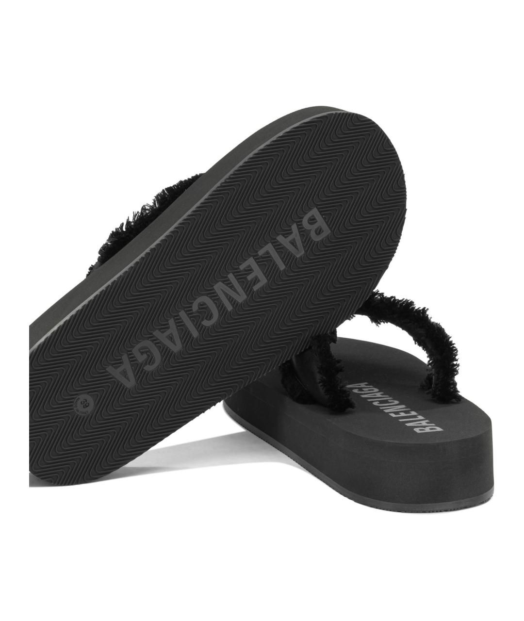 BALENCIAGA Черные синтетические шлепанцы, фото 5