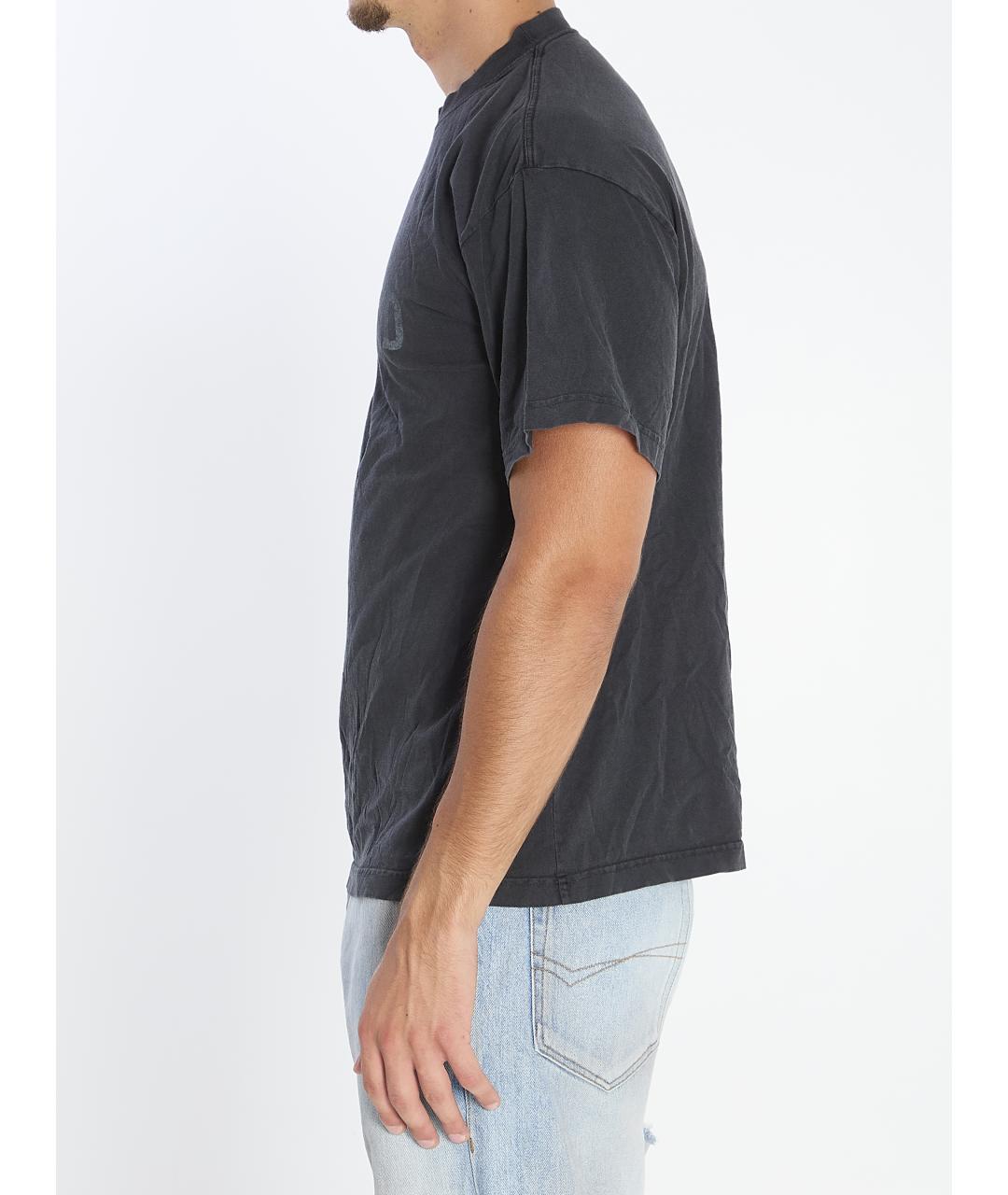 BALENCIAGA Черная хлопковая футболка, фото 3