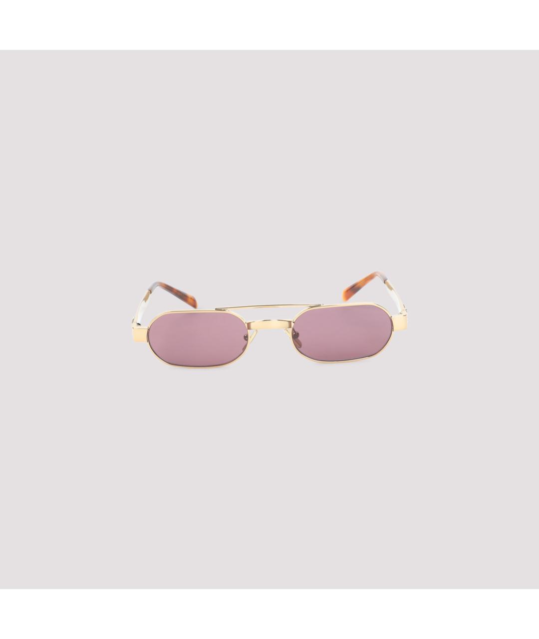 MIU MIU Золотые металлические солнцезащитные очки, фото 2