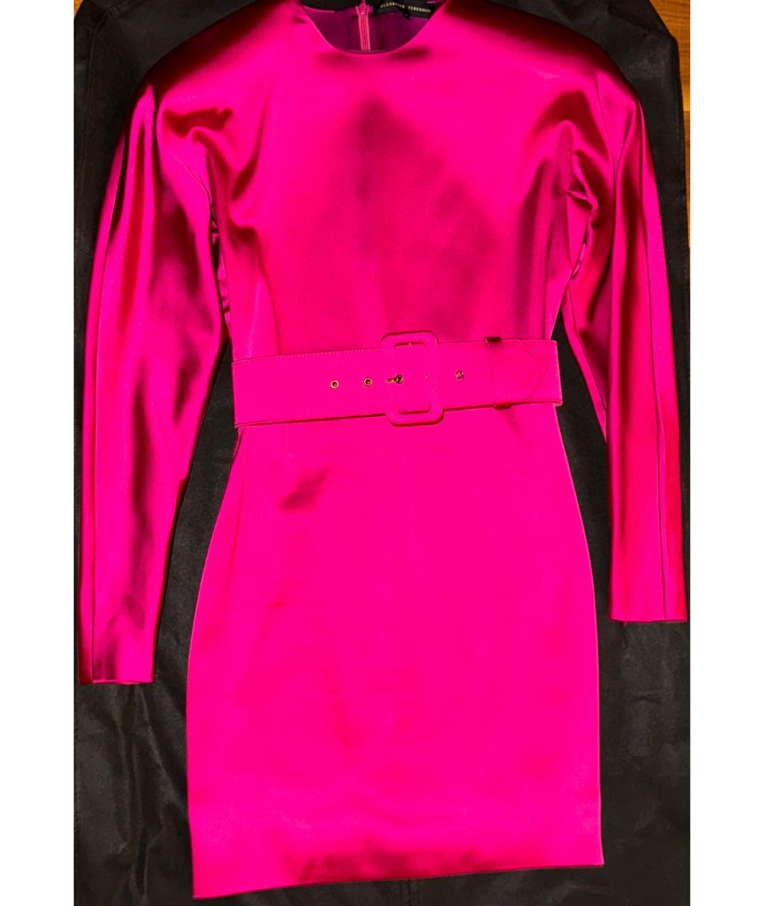 ALEXANDER TEREKHOV Фуксия атласное коктейльное платье, фото 5