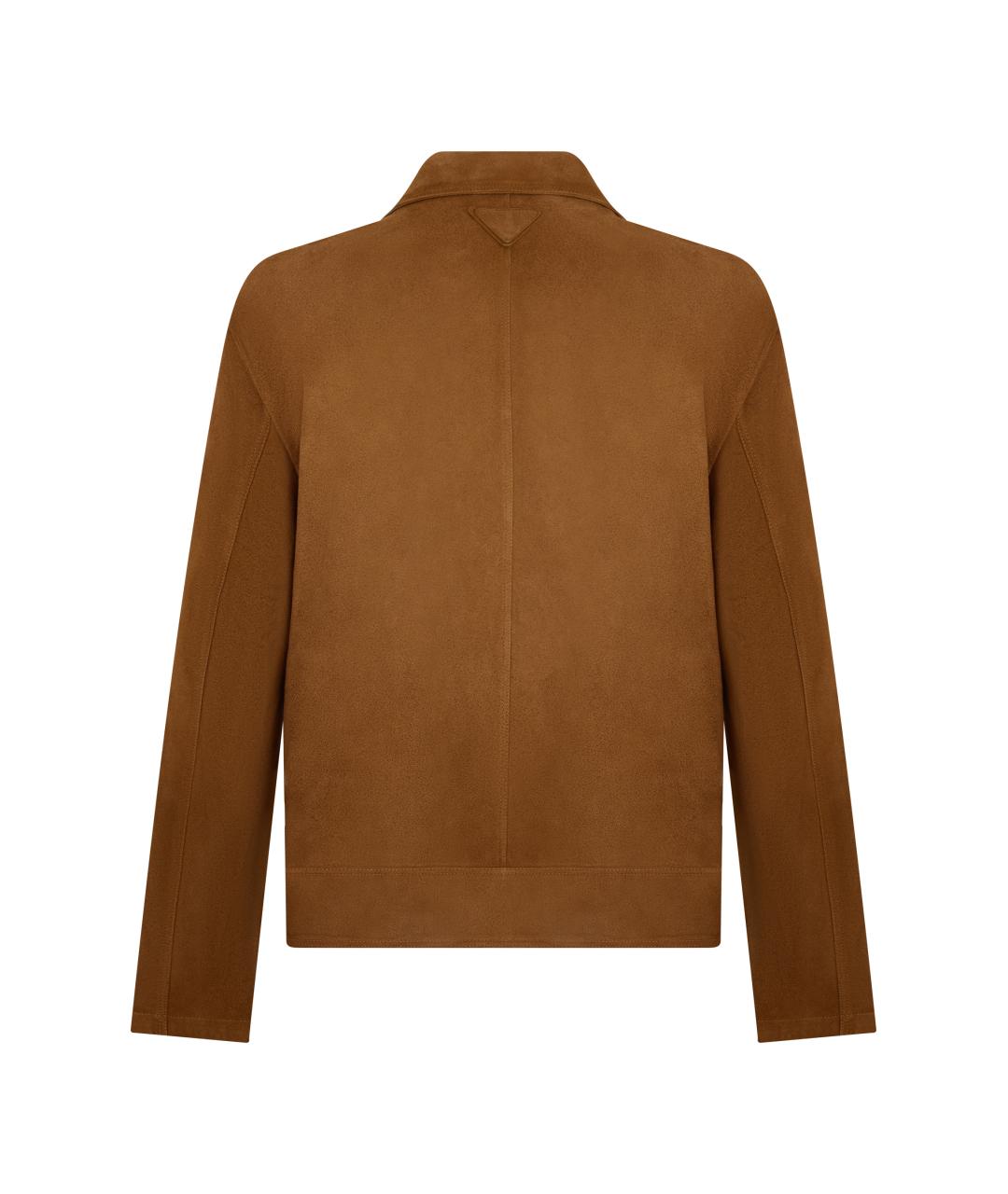 PRADA Коричневая кожаная куртка, фото 2