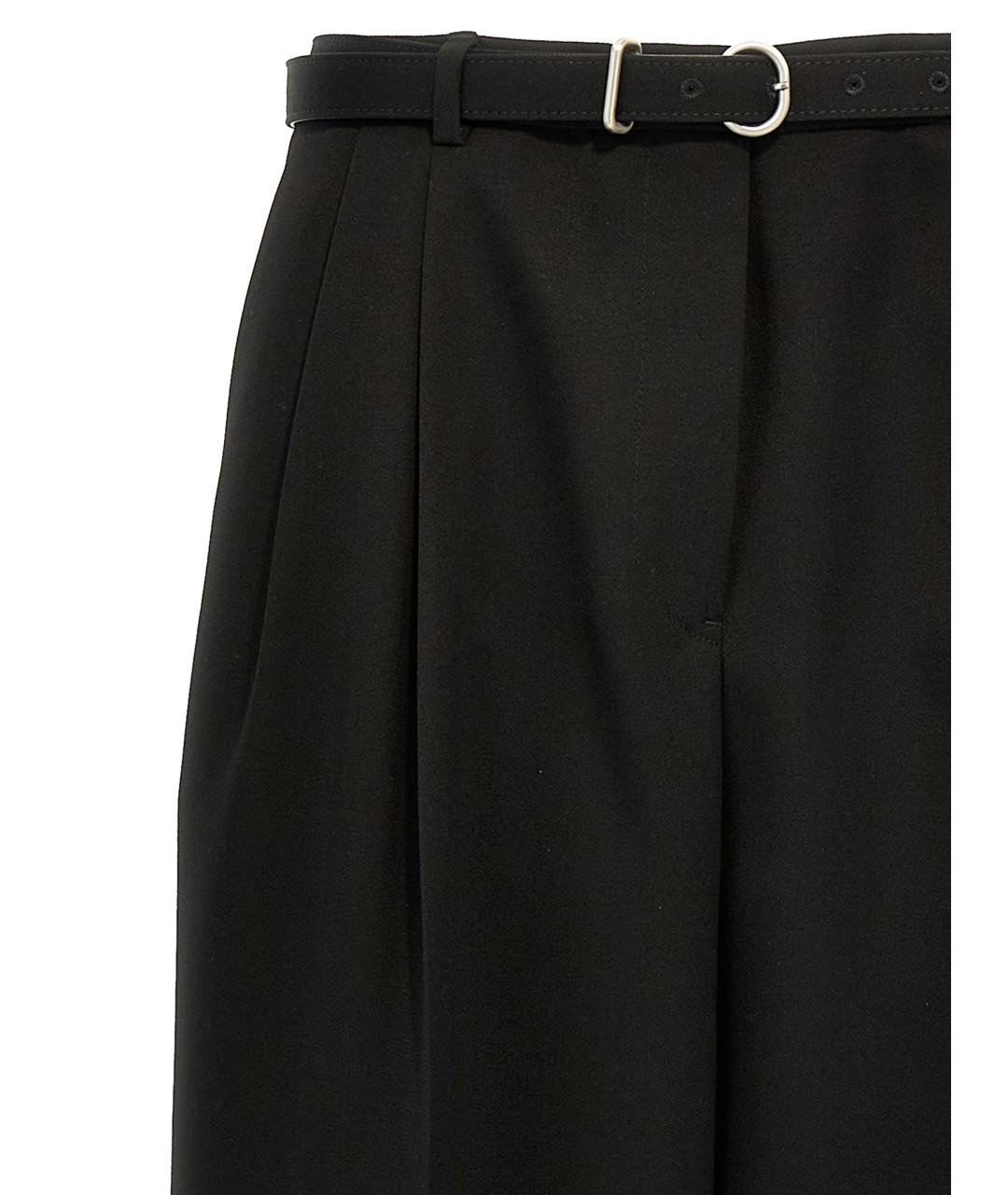 JIL SANDER Черные шерстяные брюки широкие, фото 3